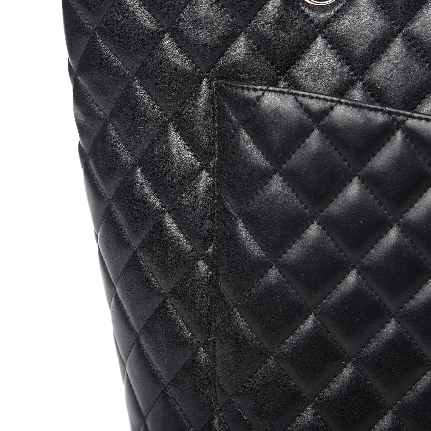 Calfskin Quilted Large Cambon Tote Black