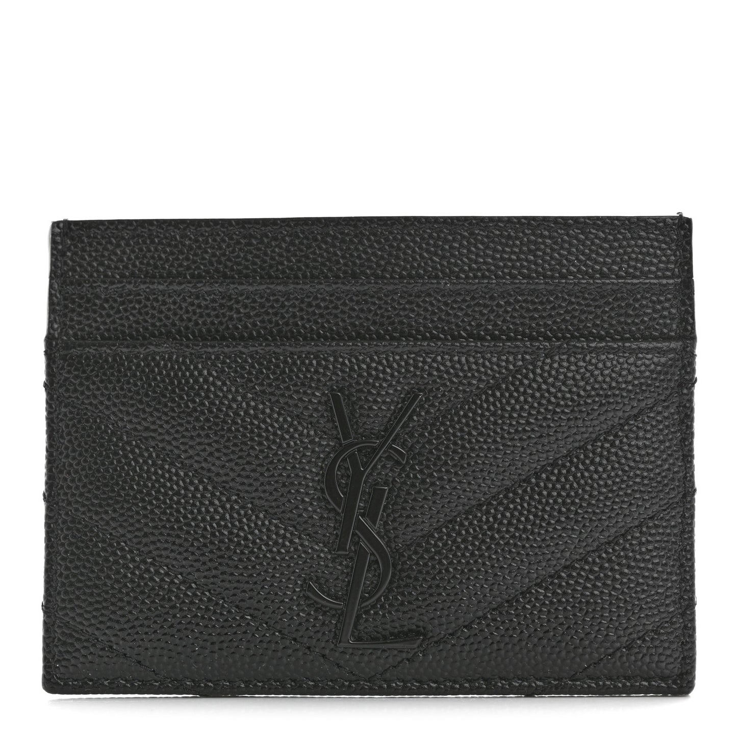 Grain De Poudre Matelasse Chevron Monochrome Monogram Credit Card Case Black