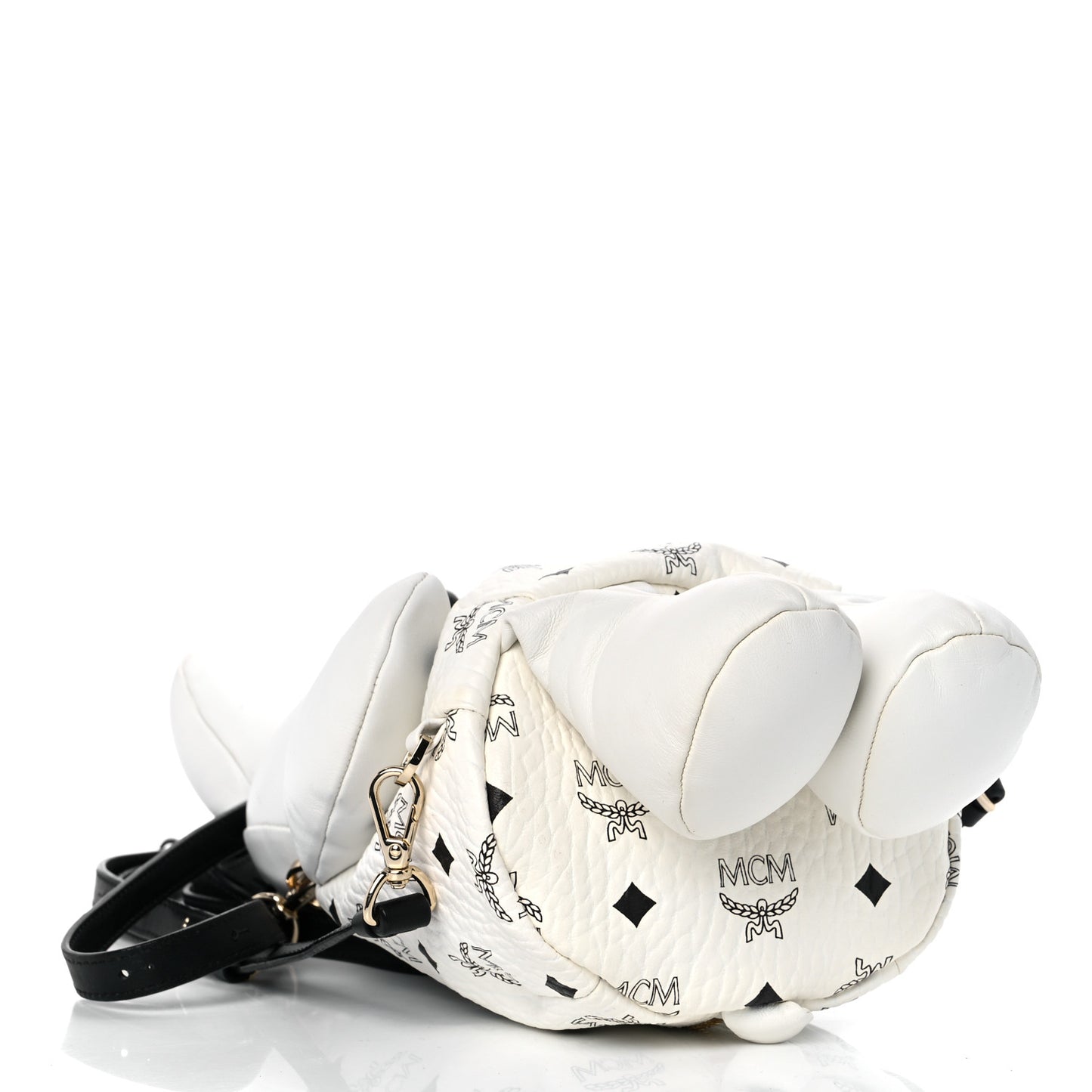 Calfskin Visetos Rabbit Zoo Doll Crossbody White