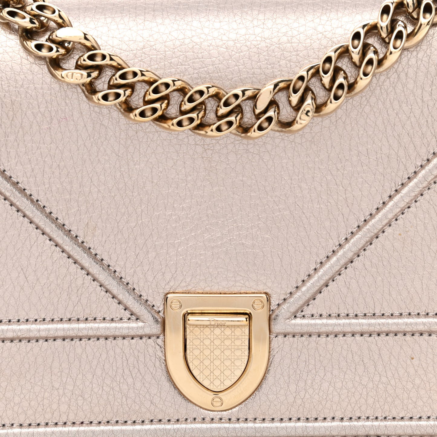 Metallic Grained Calfskin Small Diorama Flap Bag Copper