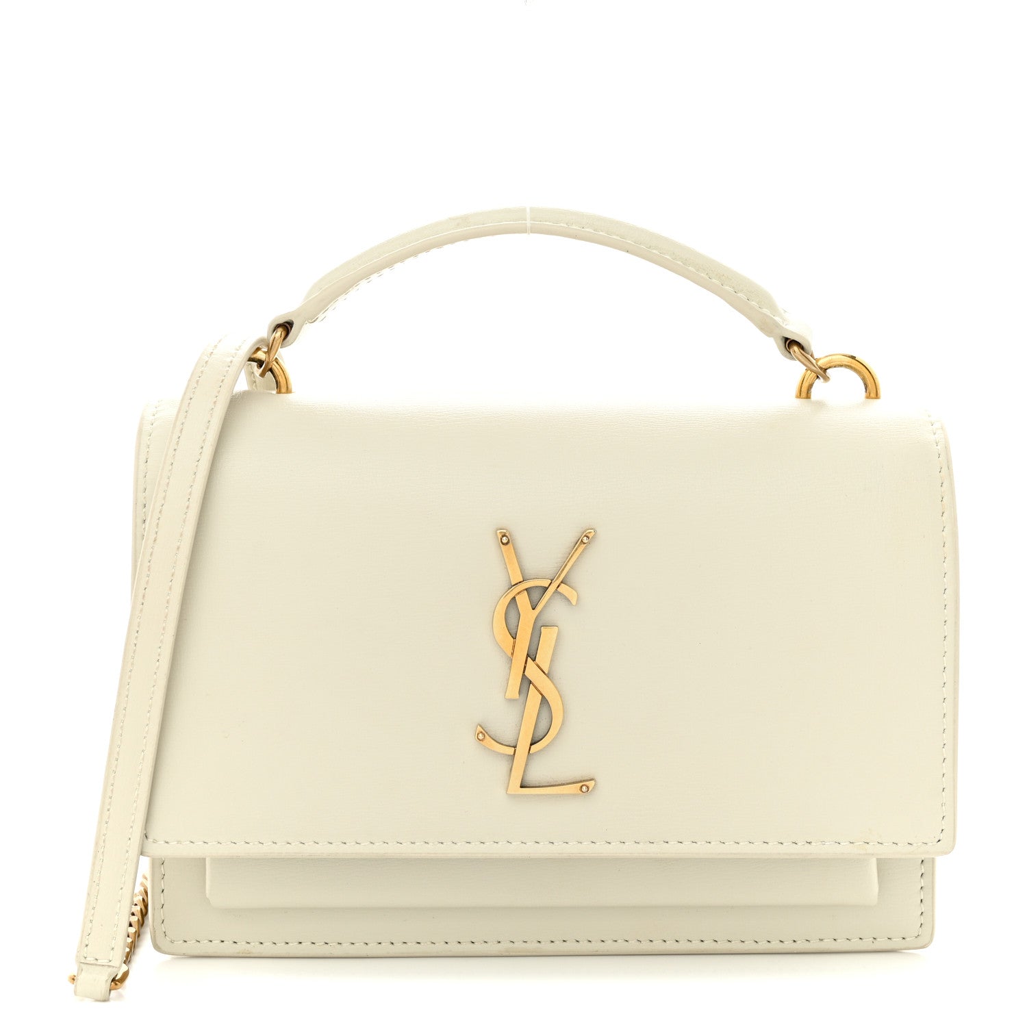 Saint Laurent Calfskin Monogram Sunset Chain Wallet Blanc Vintage 1 of 15