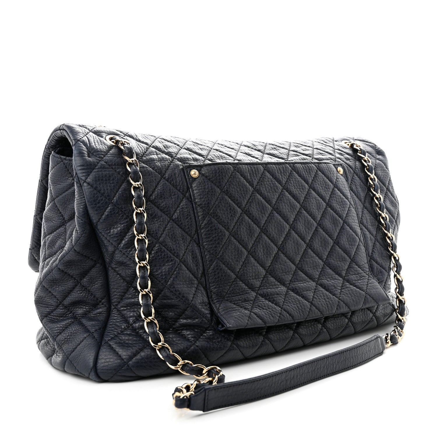 Chanel Calfskin Quilted XXL Travel Flap Bag Navy 3 of 15