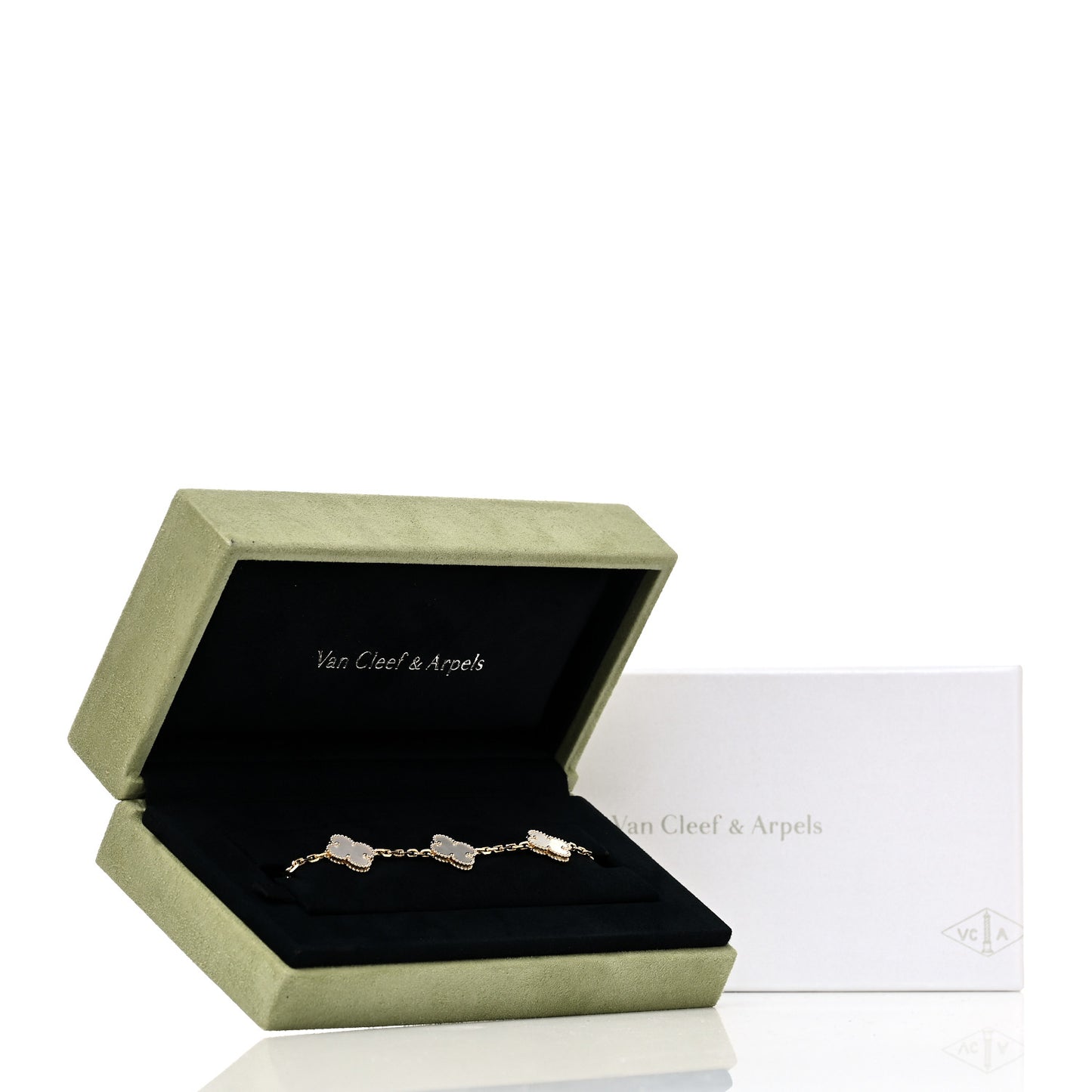 18K Yellow Gold Mother of Pearl 5 Motifs Vintage Alhambra Bracelet