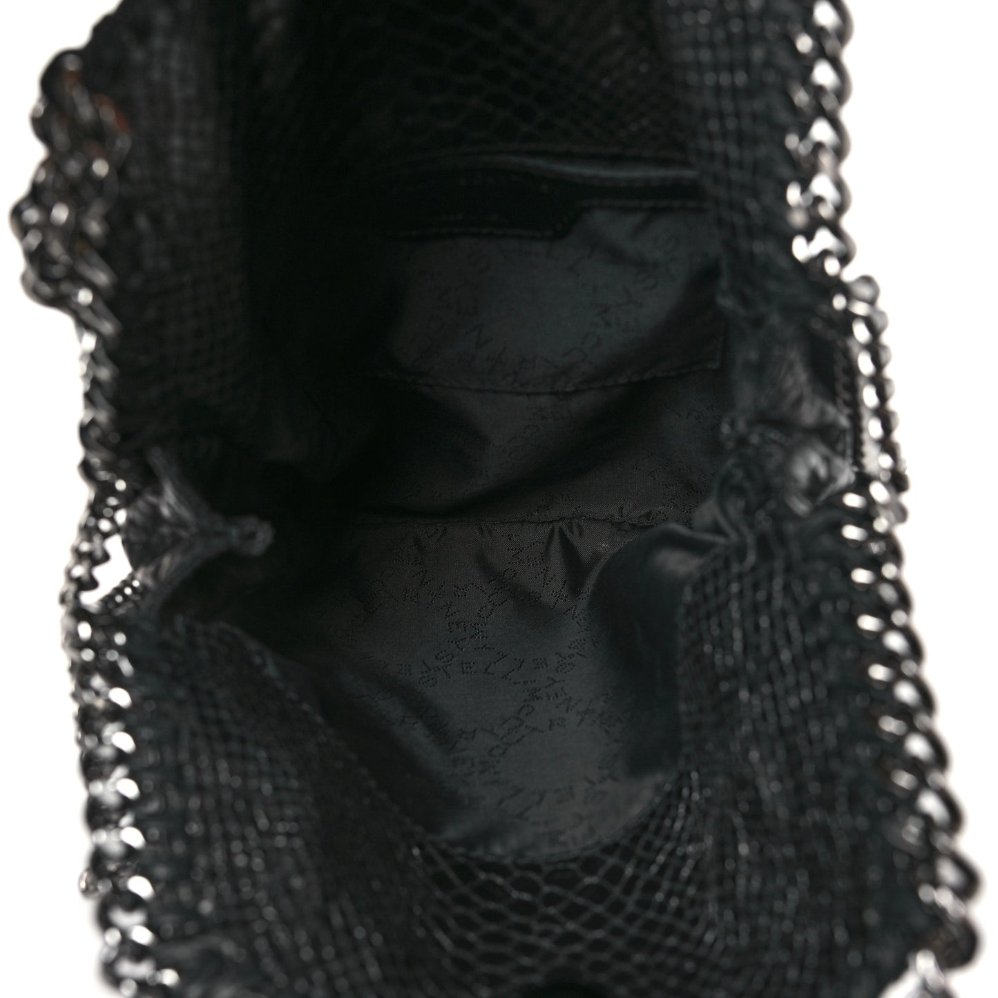 Faux Snakeskin Small Falabella Fold Over Tote Black