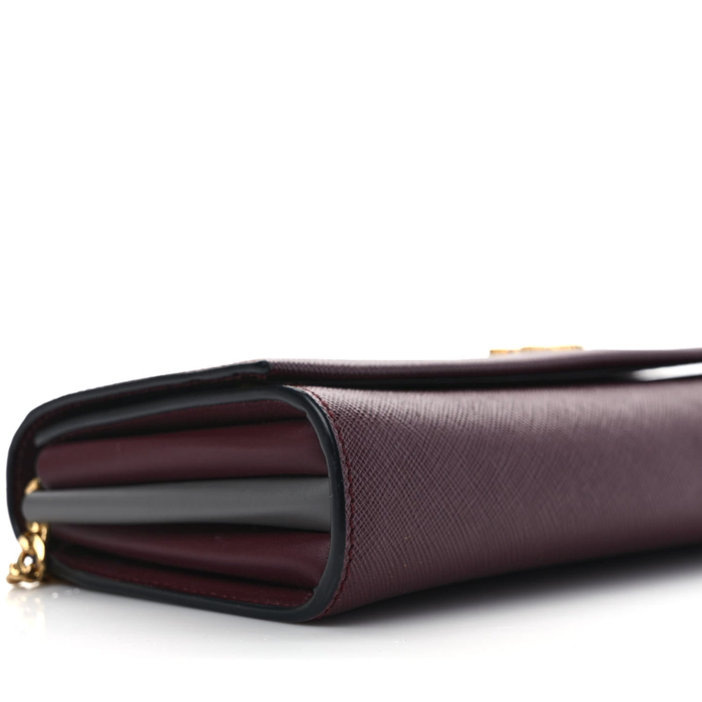 Saffiano Metal Chain Wallet Granato