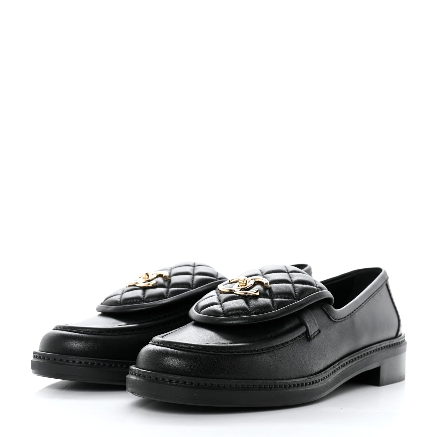 Lambskin Quilted CC Turnlock Loafers 41 Black