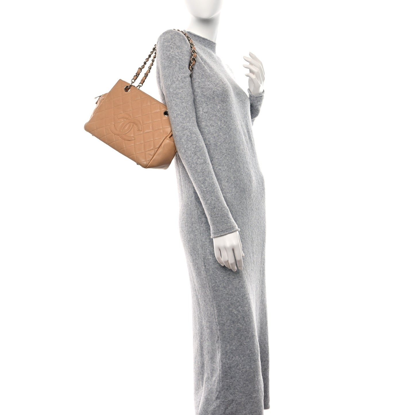 Caviar Quilted Petit Timeless Tote PTT Beige