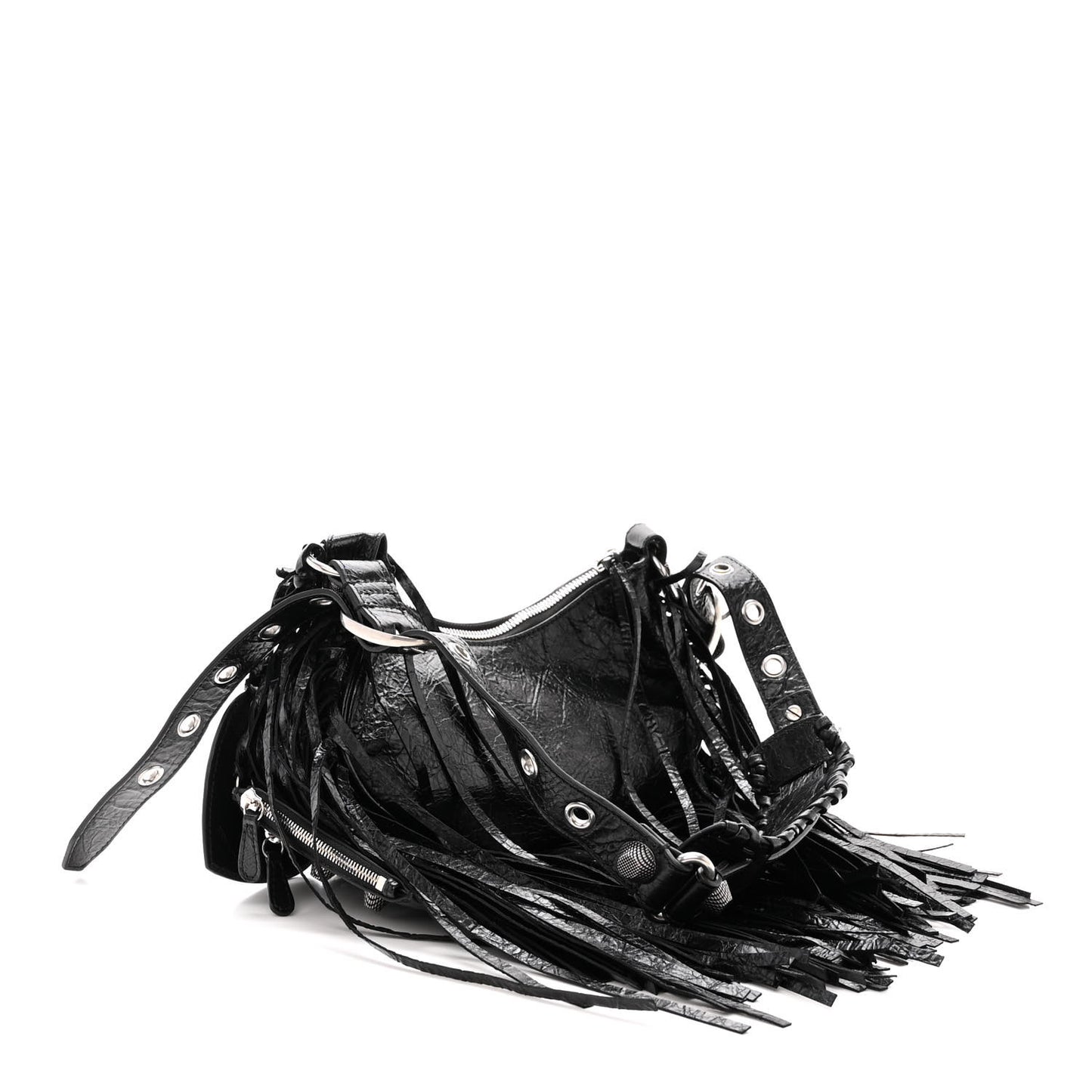 Agneau Arena Le Cagole Fringe Shoulder Bag XS Black