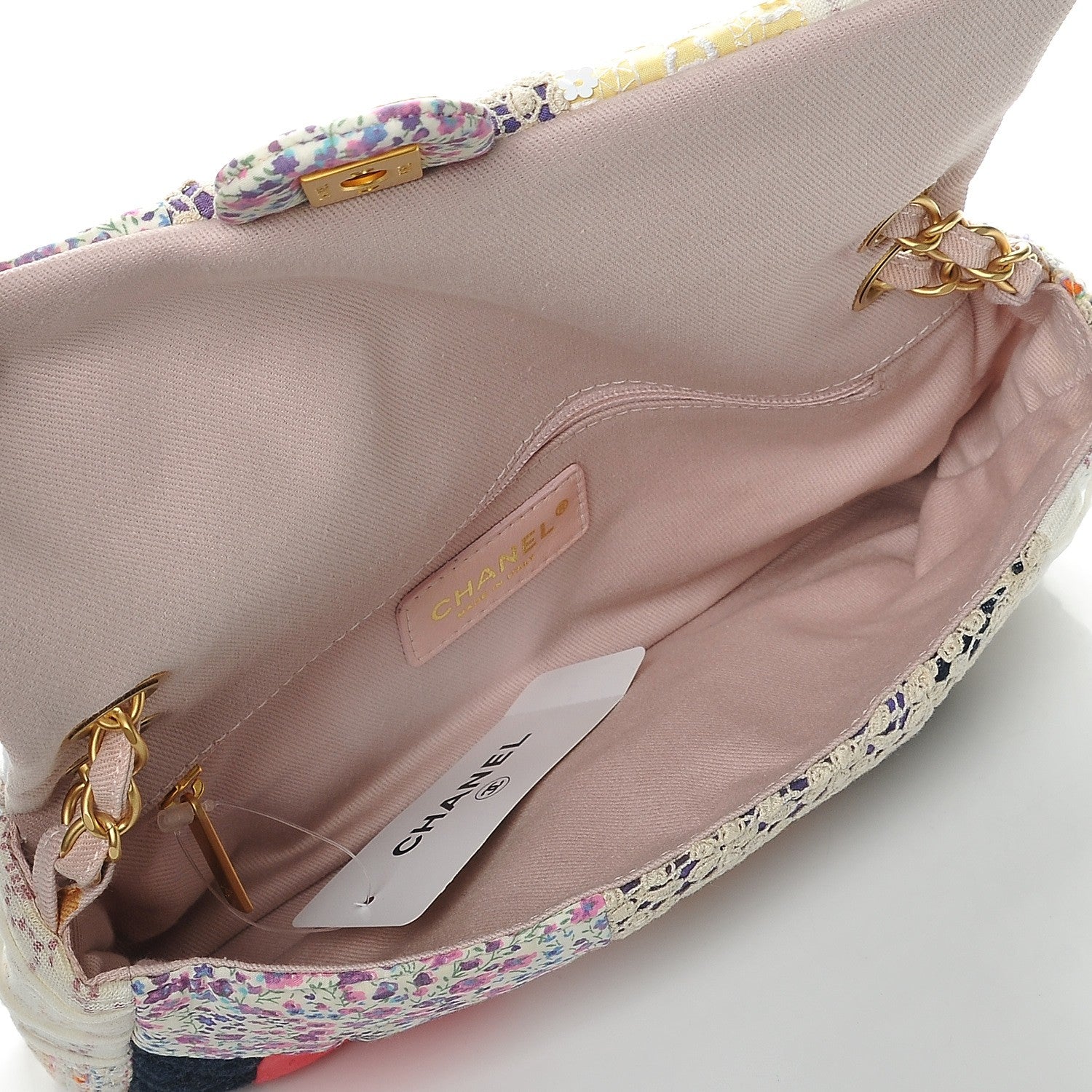 Chanel Fabric Patchwork Medium Flap Bag Pink 5 of 8