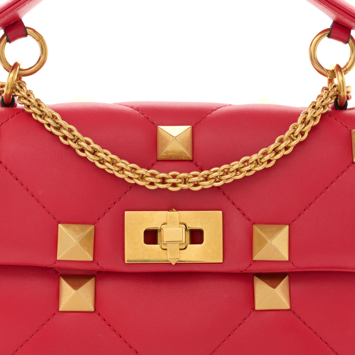 Nappa Medium Roman Stud Shoulder Bag Rouge Pur