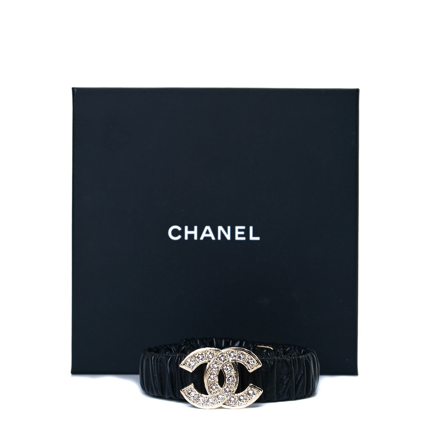 Chanel Lambskin Crystal CC Belt 85 34 Black 4 of 4
