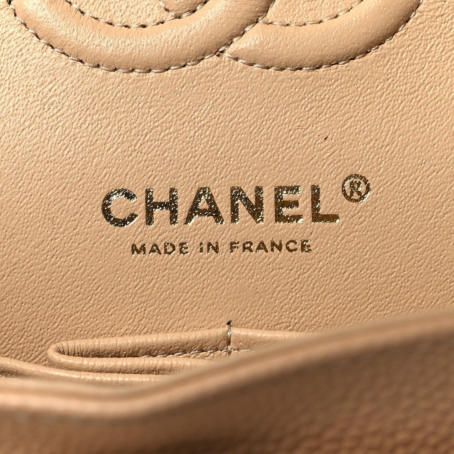 Caviar Quilted Small Double Flap Beige