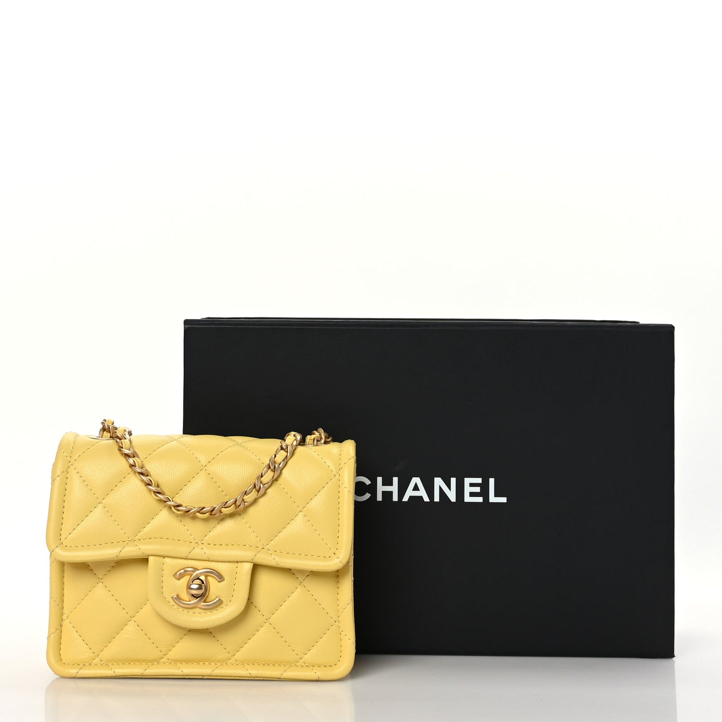 Caviar Quilted Mini Sweet Classic Flap Yellow