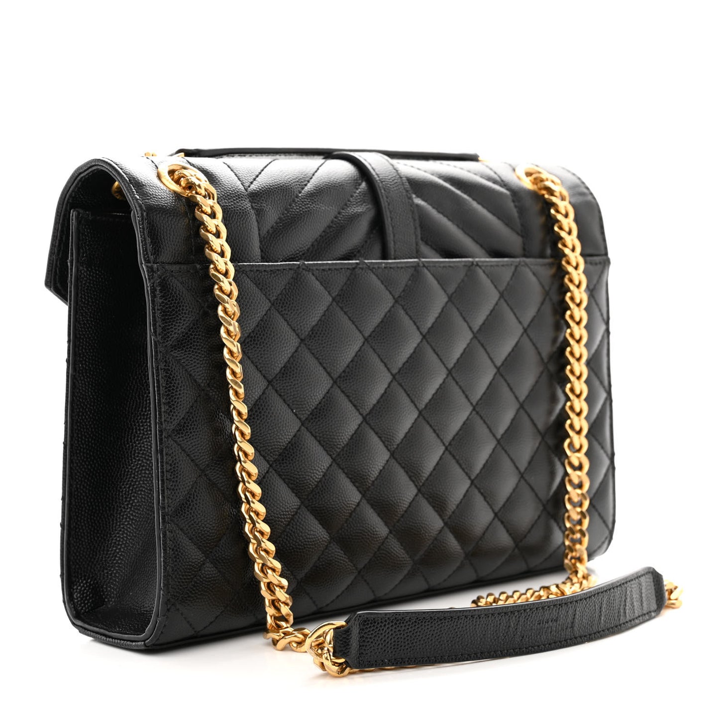 Grain De Poudre Textured Mixed Matelasse Triquilt Medium Monogram Satchel Black