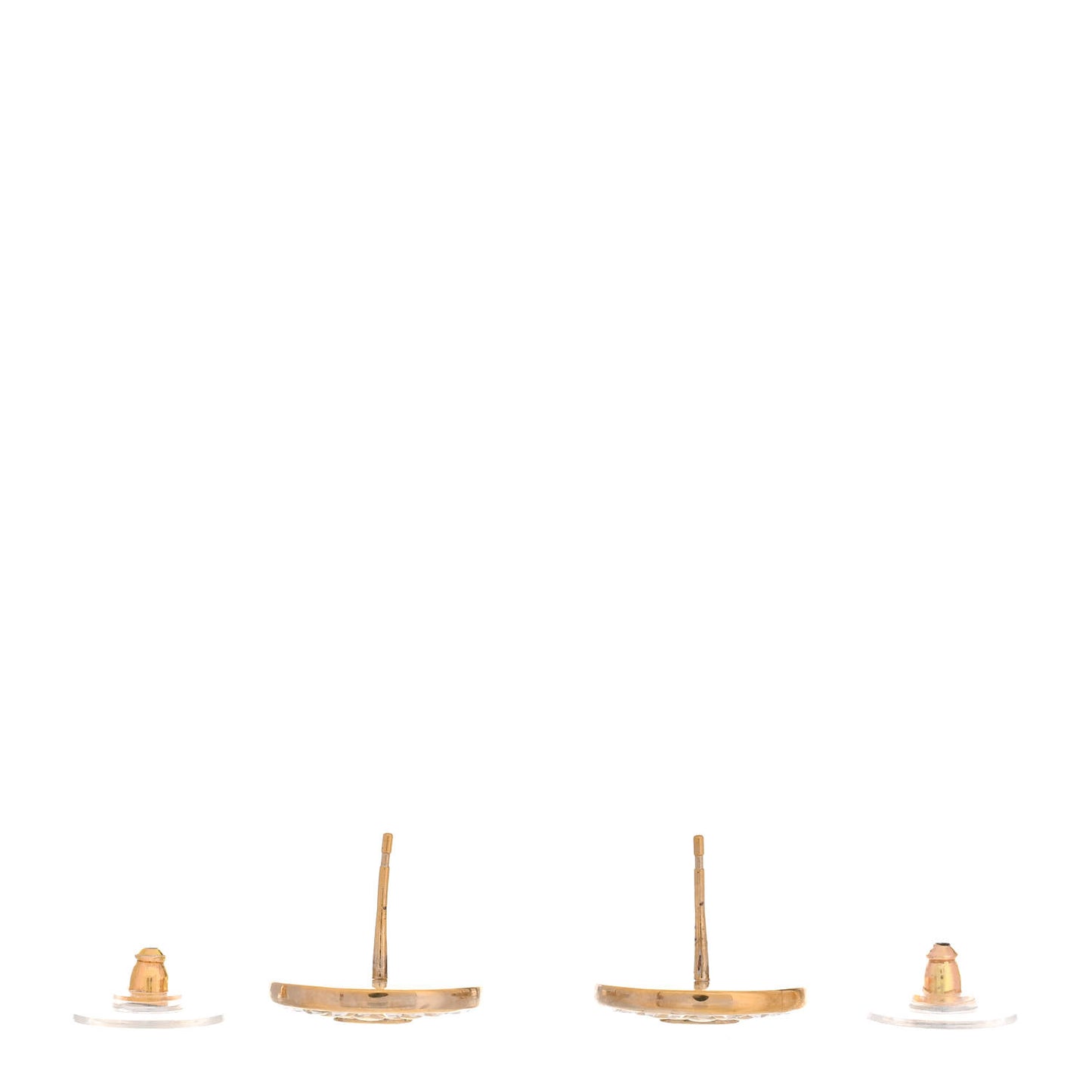 CC Crystal Button Earrings Gold