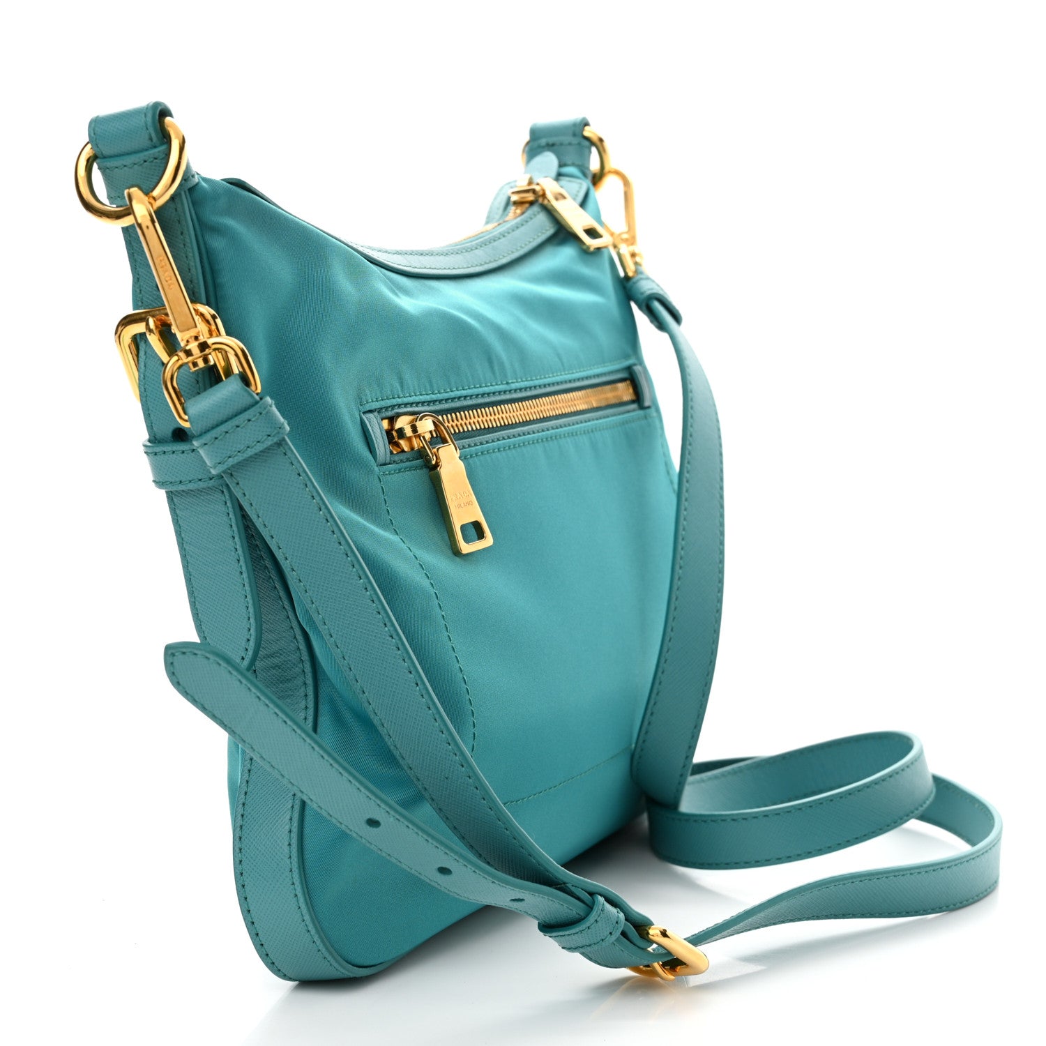 Prada Tessuto Nylon Saffiano Small Crossbody Bag Turchese 3 of 11