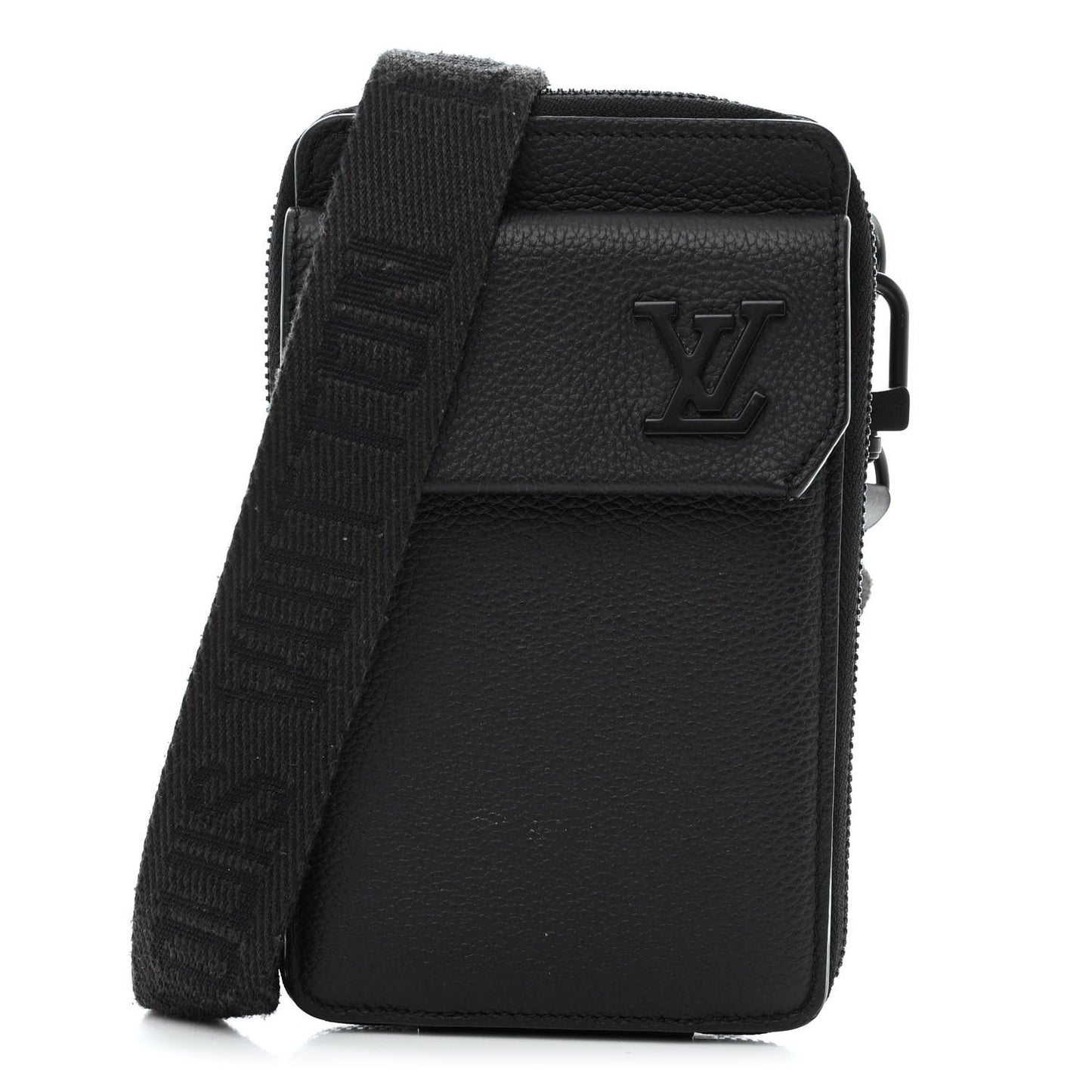 Grained Calfskin Aerogram Phone Pouch Black