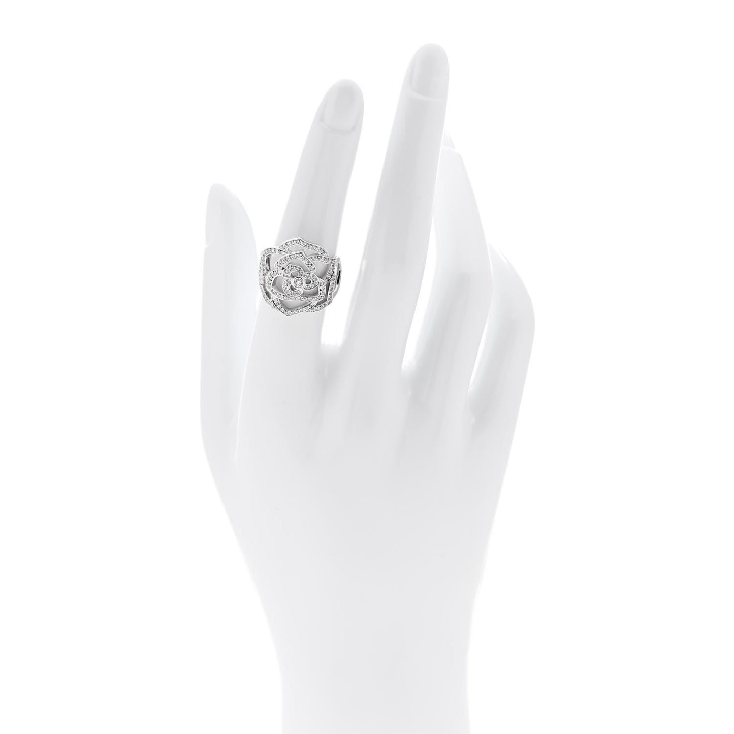18K White Gold Diamond .55ct Rose Ring 53 6.25