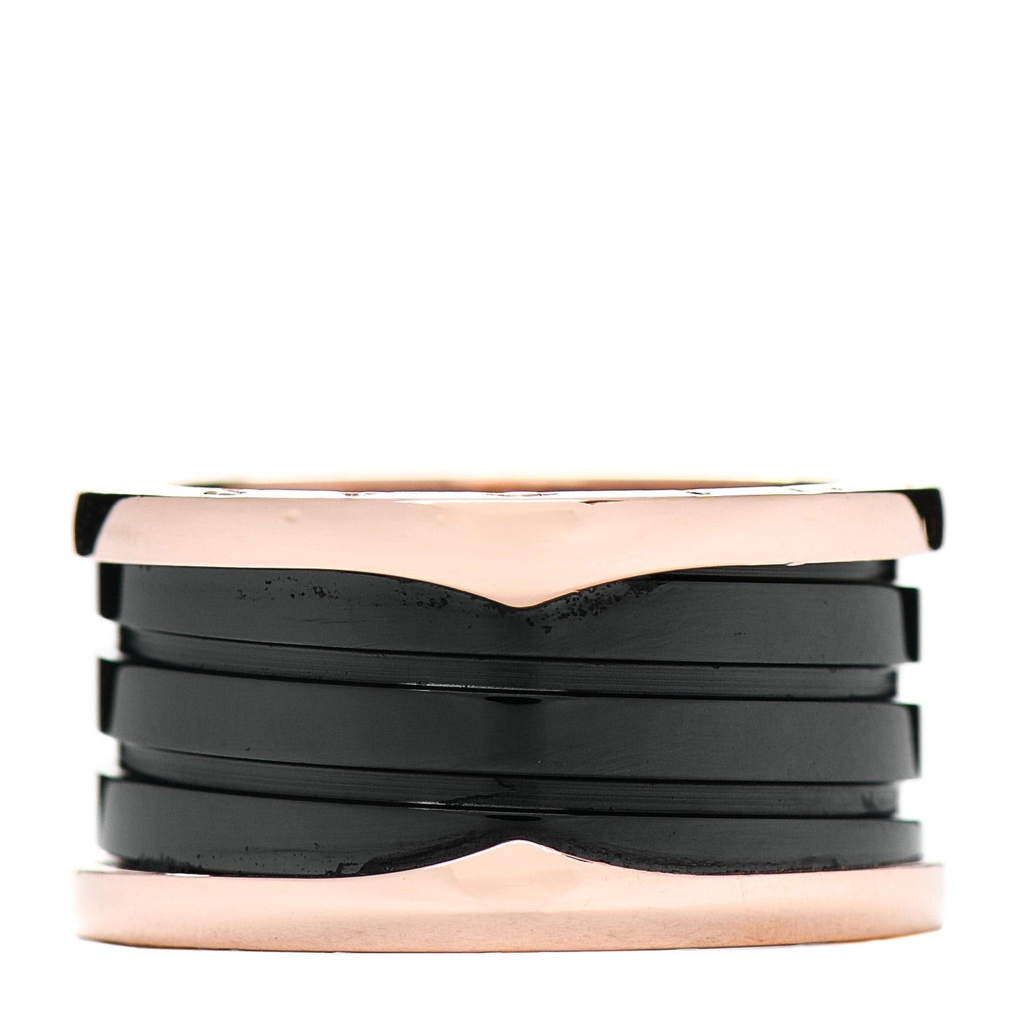 18K Rose Gold Black Ceramic B.Zero1 Four-Band Ring 58 8.25