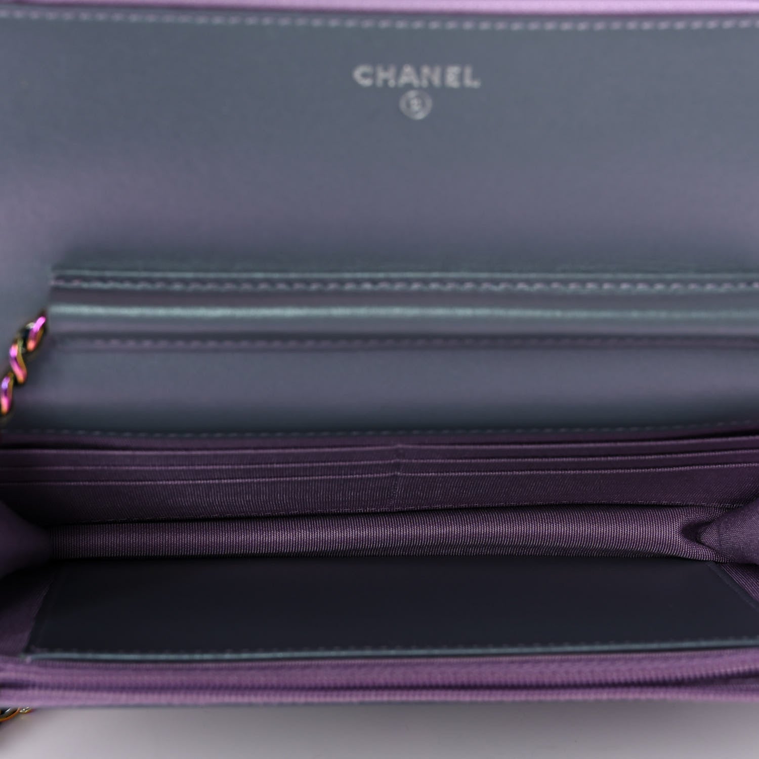 Chanel Iridescent Lambskin Quilted Reissue Wallet On Chain WOC Light Purple 5 of 10