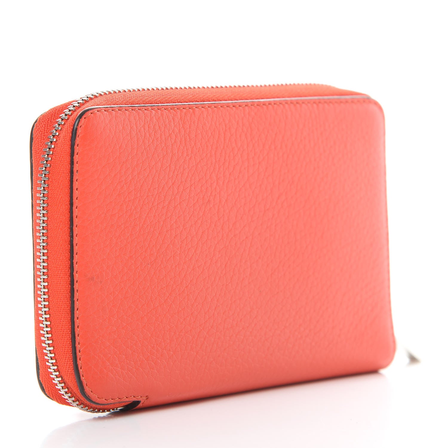 Celine Drummed Calfskin Zip Around Multifunction Wallet Coral 3 of 10