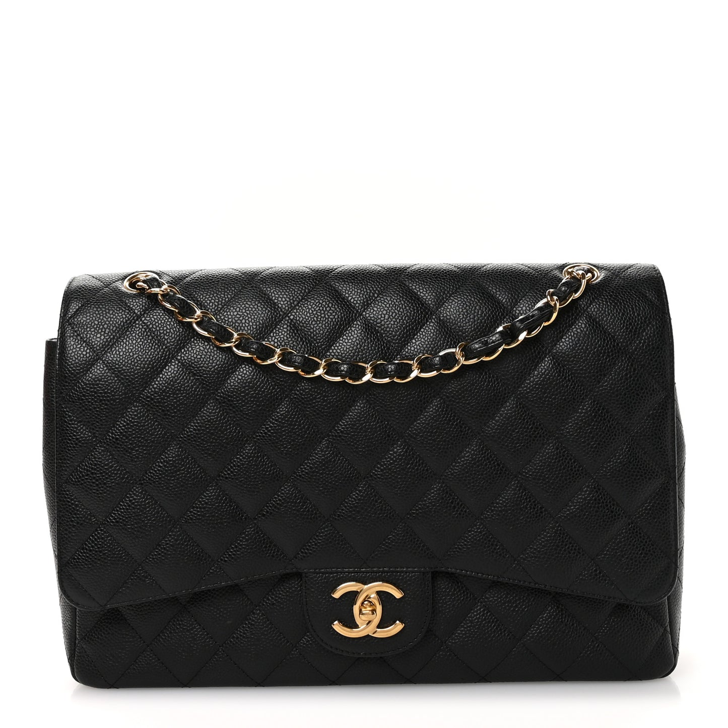 Caviar Quilted Maxi Double Flap Black