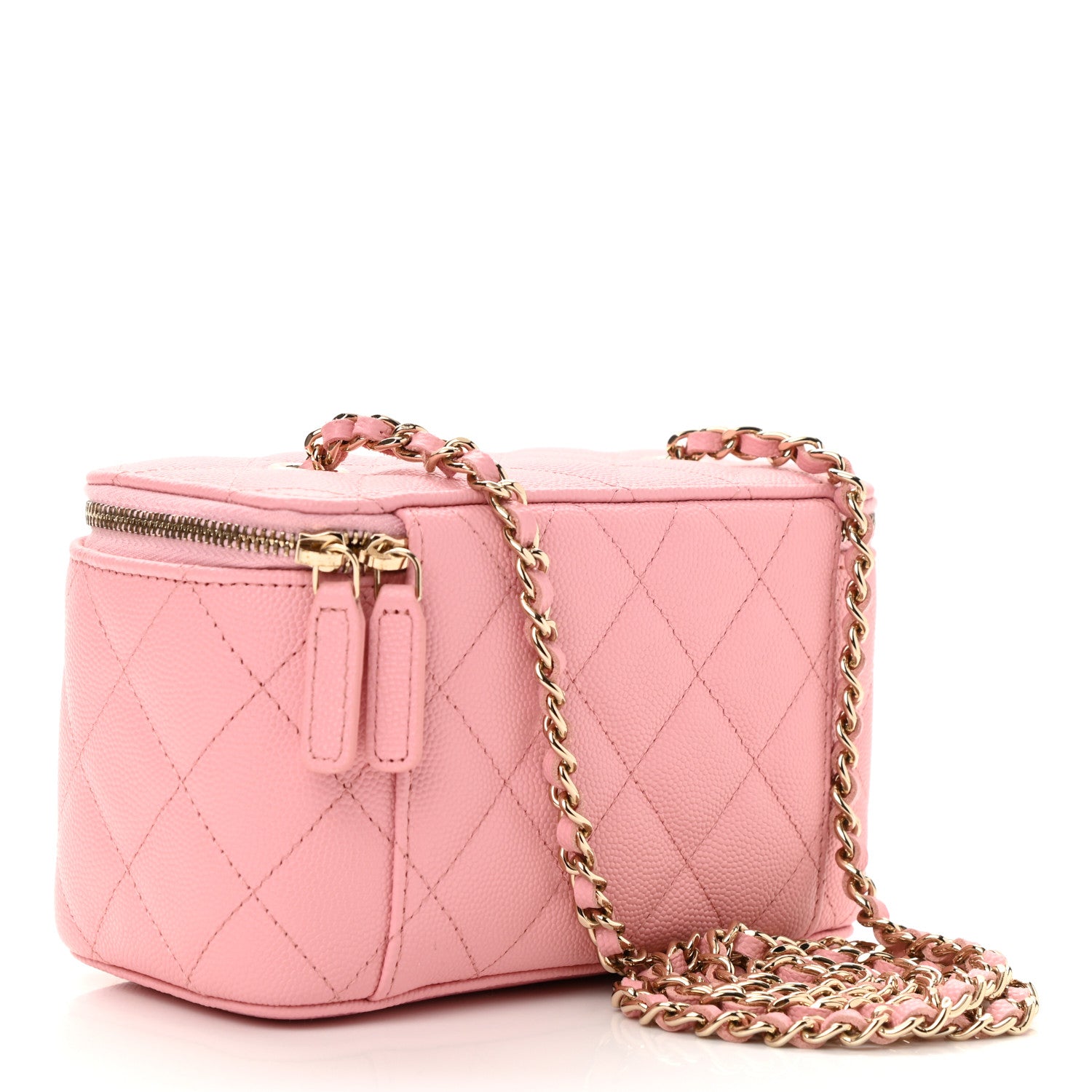 Chanel Caviar Quilted Small Vanity Case With Chain Pink 3 of 11
