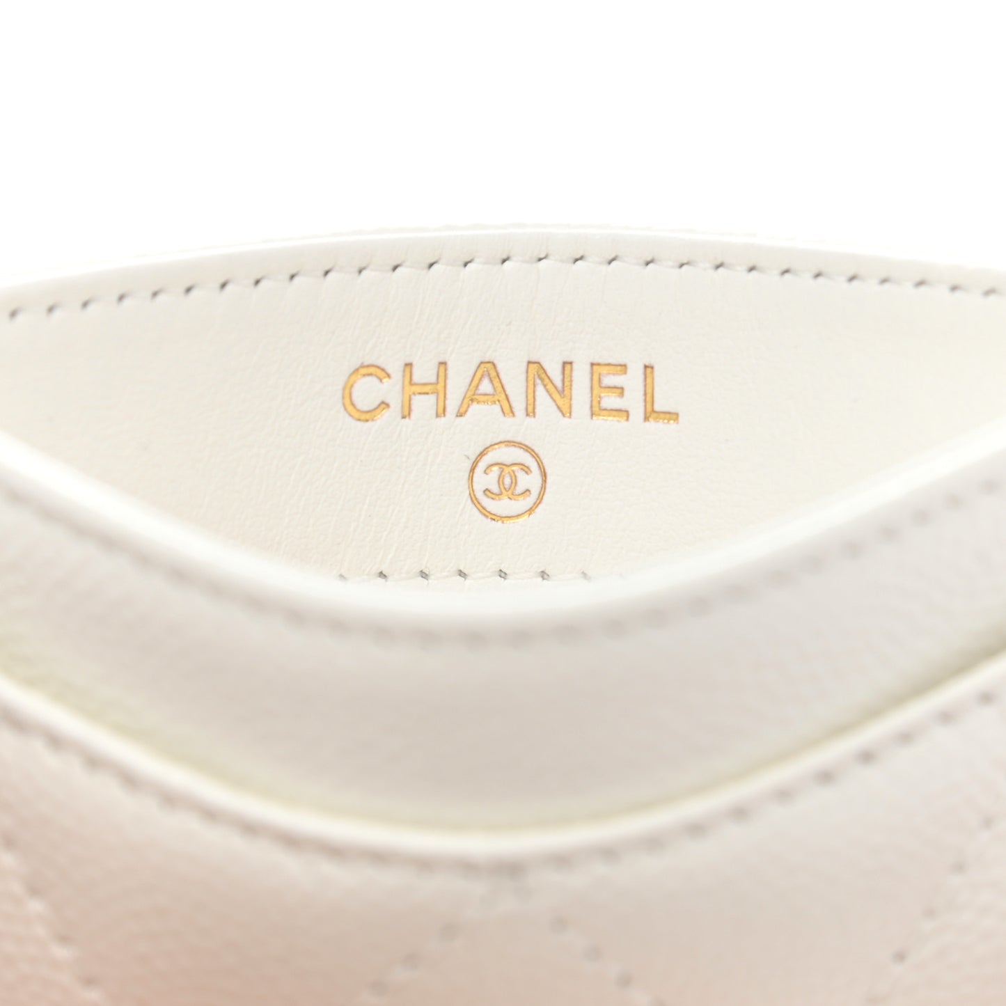 Caviar Quilted Card Holder White