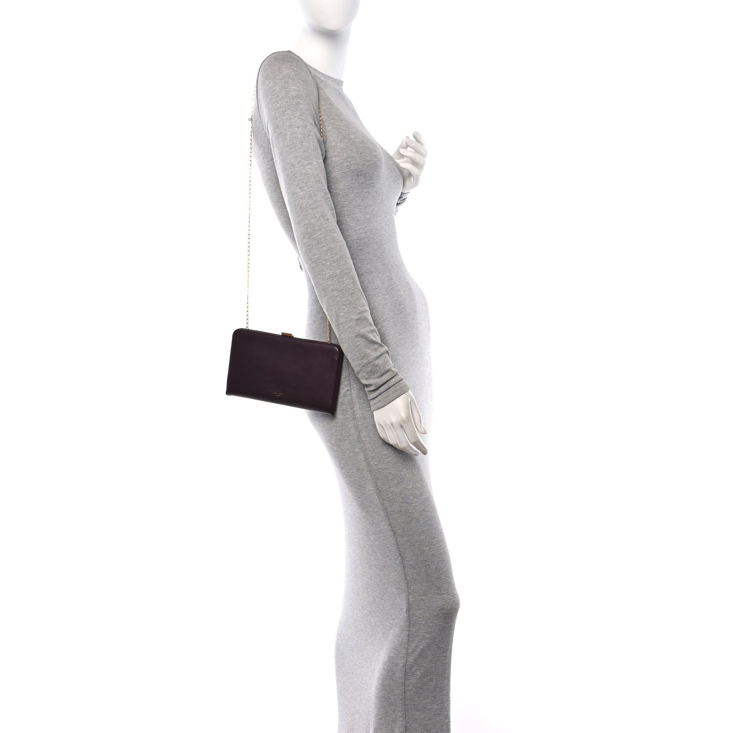 Smooth Calfskin Clasp Large Wallet On Chain Bordeaux