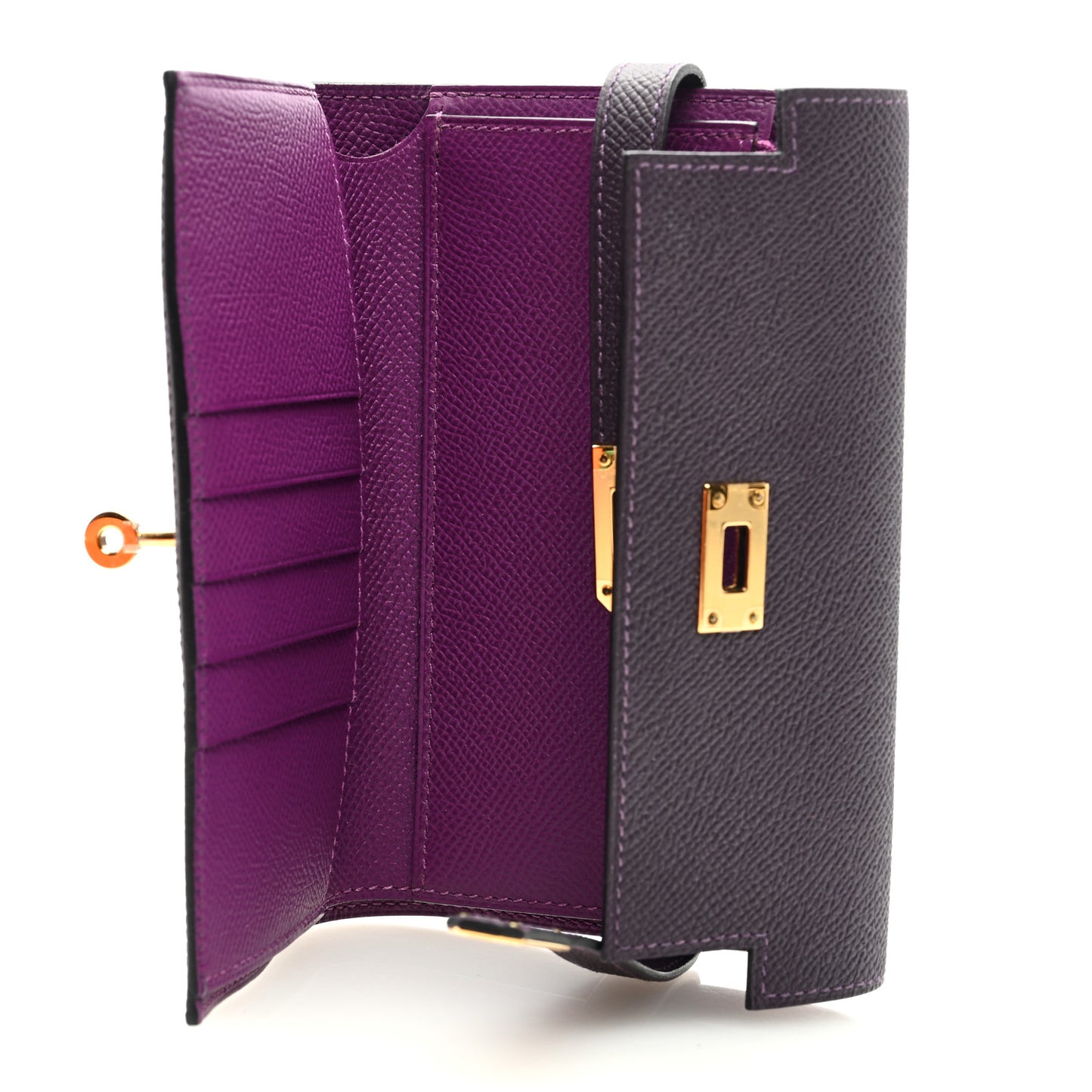 Epsom Verso Medium Kelly Wallet Raisin Anemone