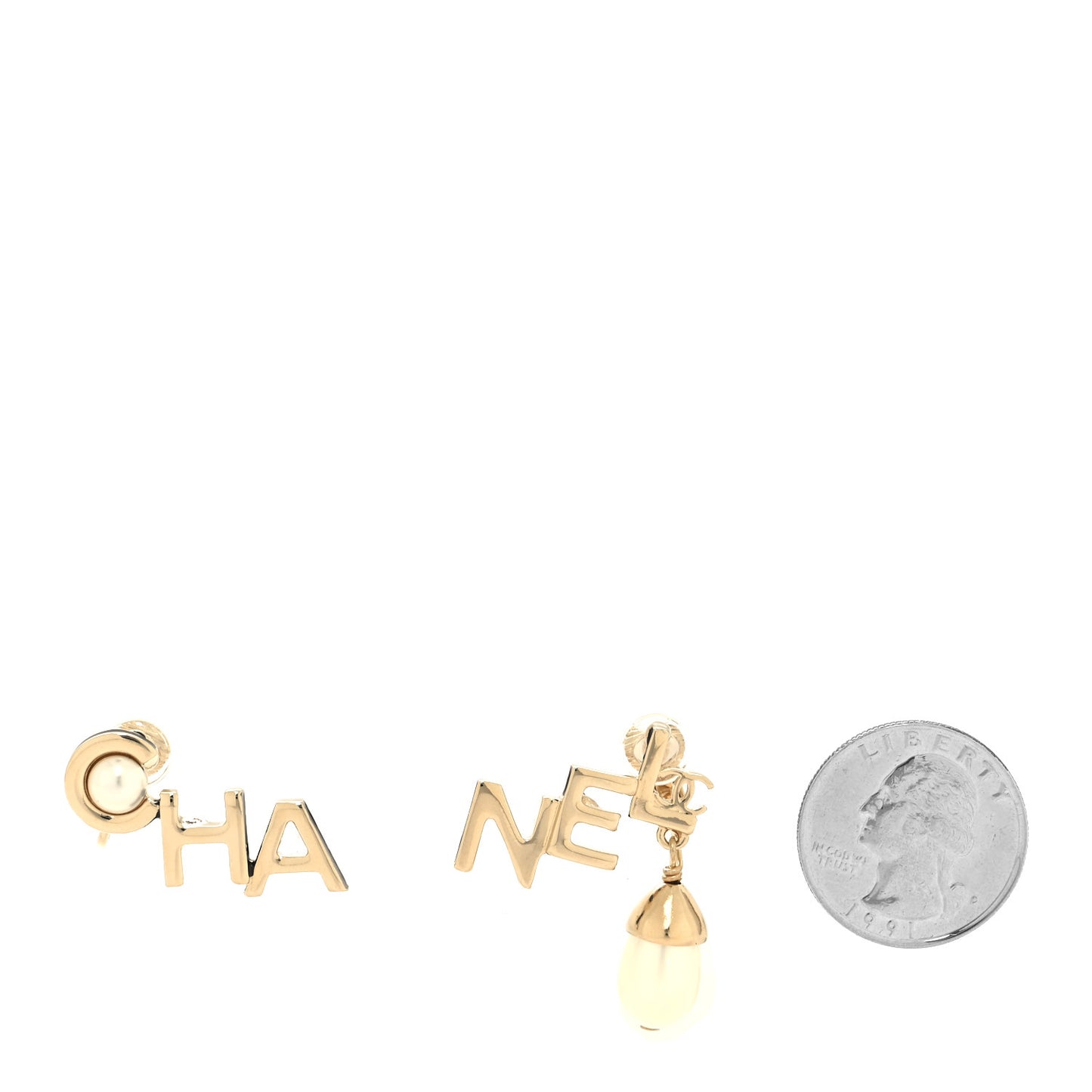 Pearl Cha Nel Drop Earrings White Gold