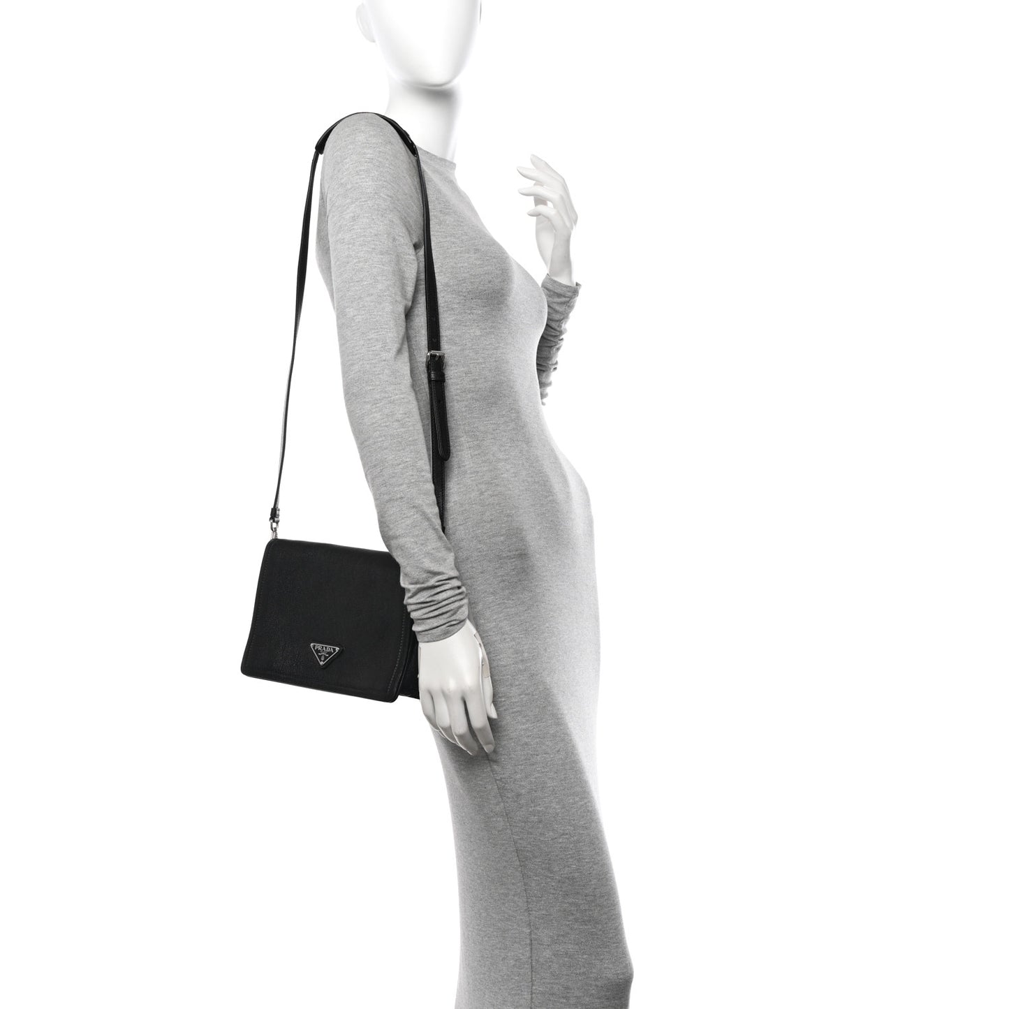 Glace Calf Shoulder Bag Black