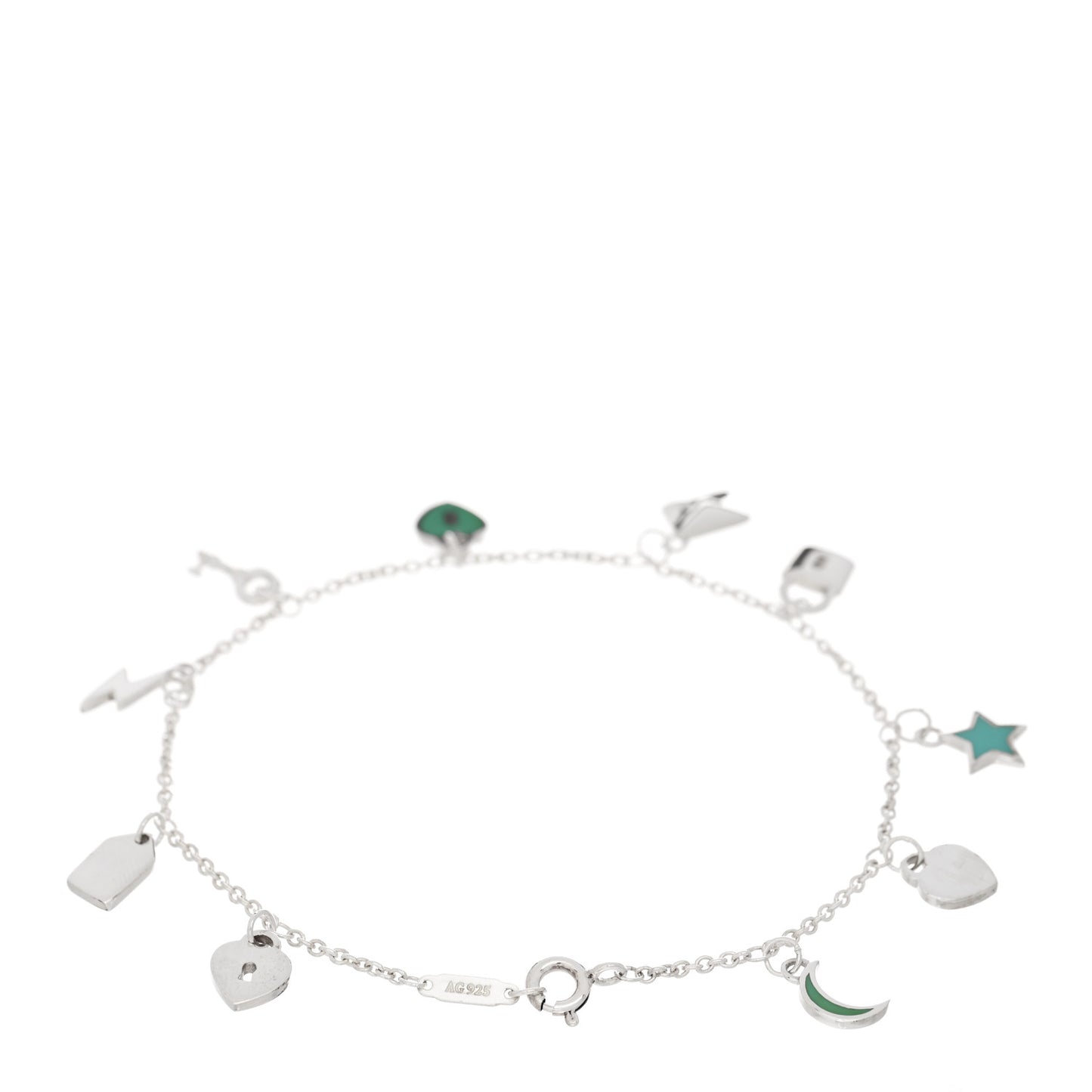Sterling Silver Enamel Love Notes Charm Bracelet Blue