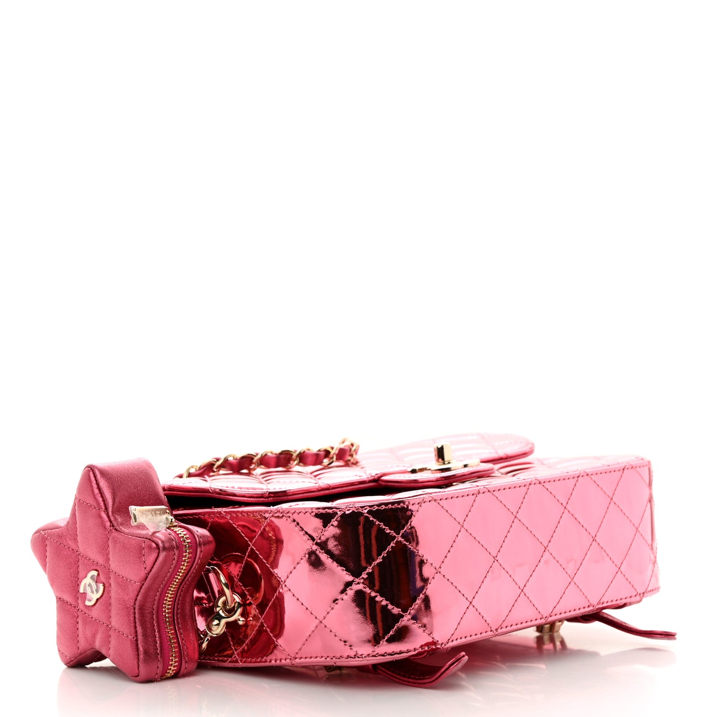 Mirror Calfskin Metallic Calfskin Quilted Hollywood Boulevard Backpack With Coin Purse Pink