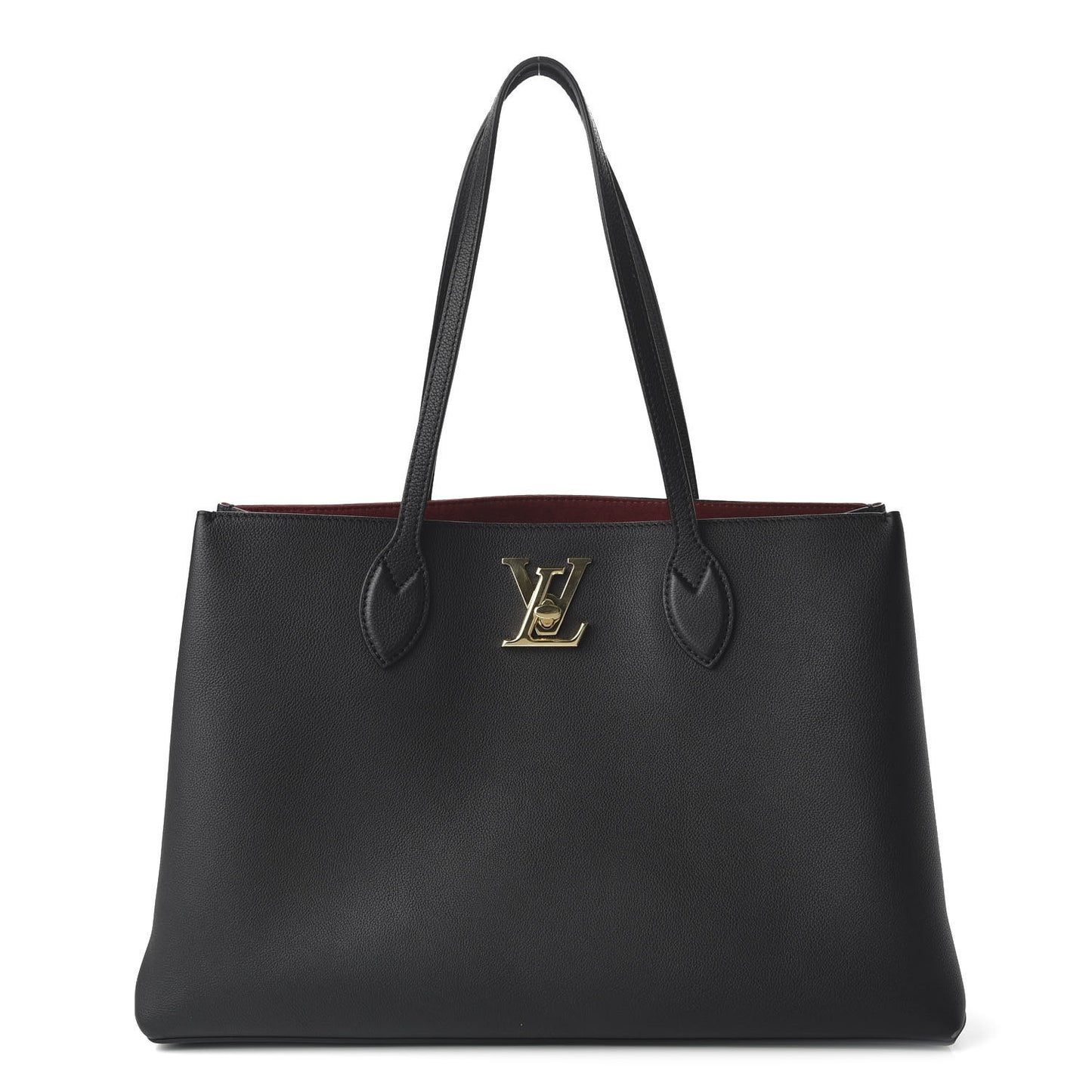 Grained Calfskin Lockme Shopper Black