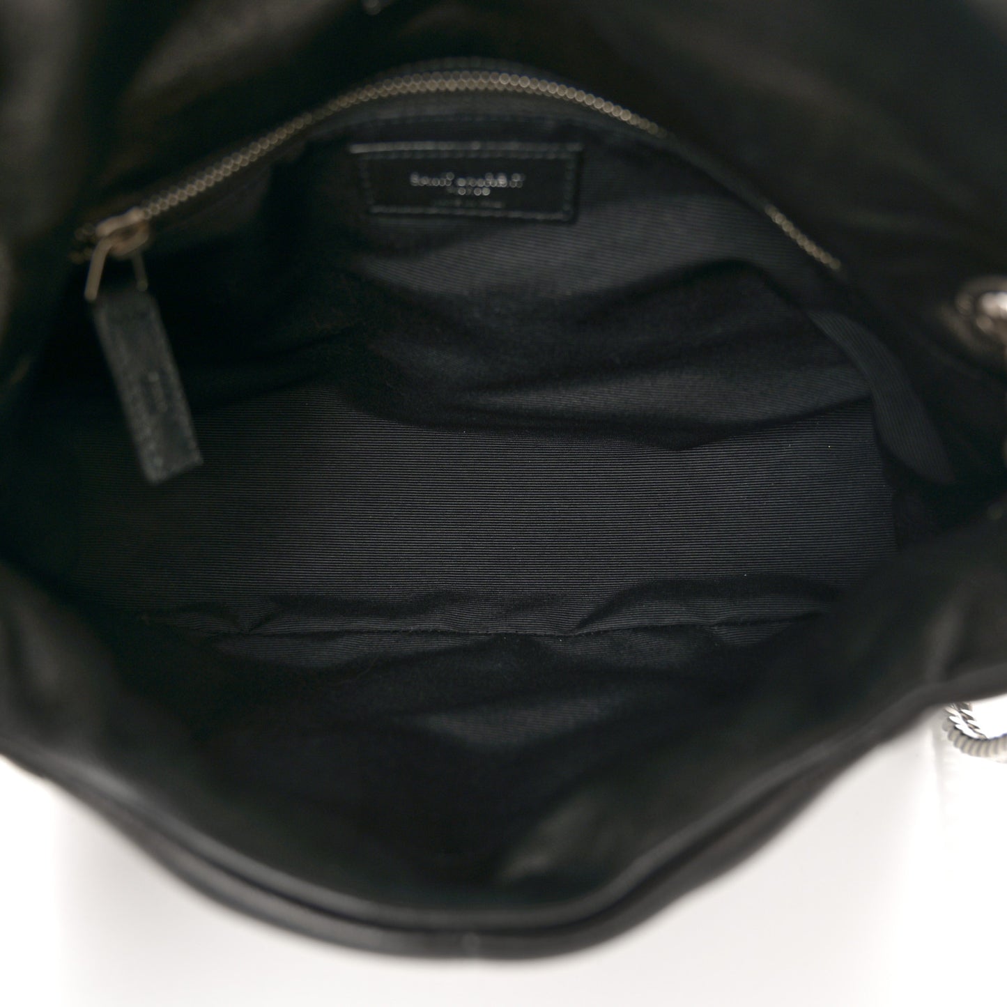 Lambskin Quilted Small Loulou Puffer Monogram Chain Satchel Black