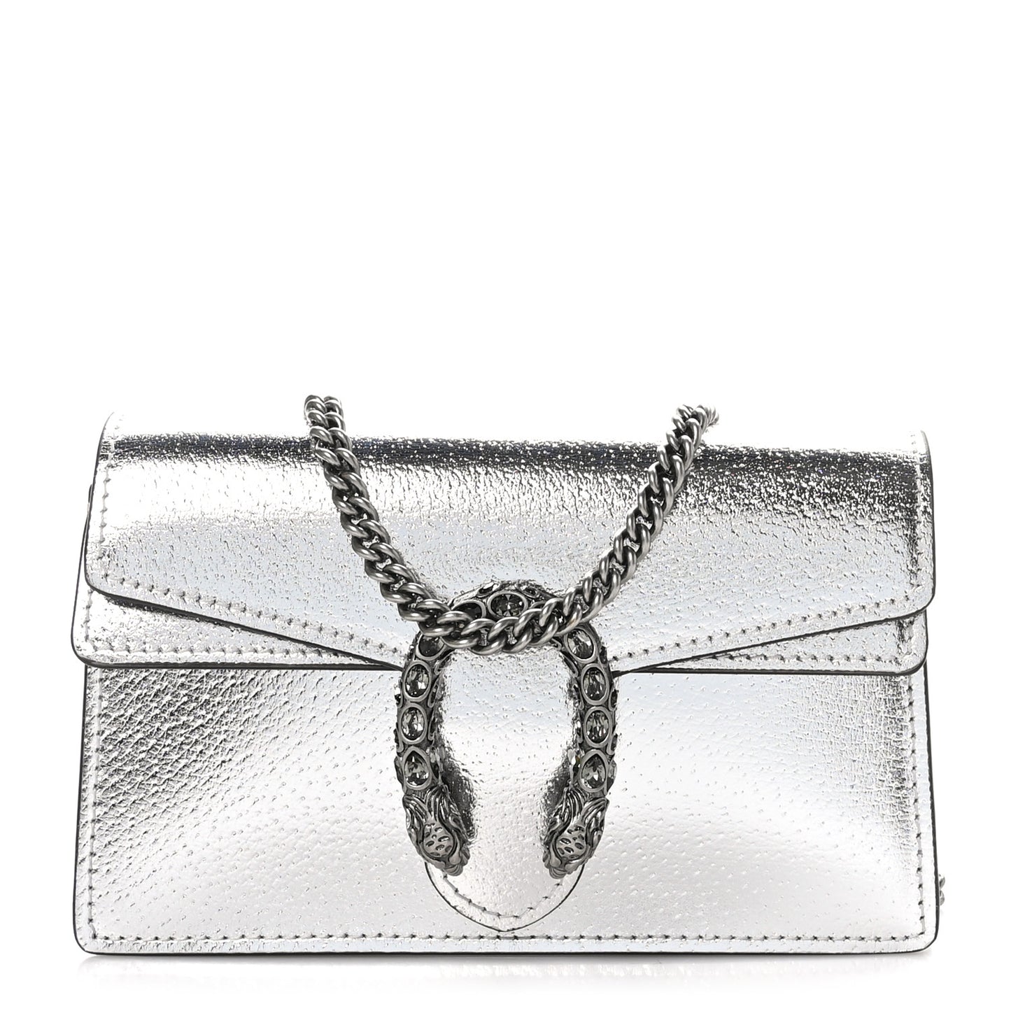 Metallic Calfskin Super Mini Dionysus Shoulder Bag Silver