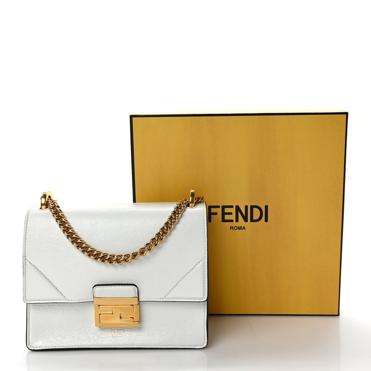 Agnello Old Shine Small Kan U Shoulder Bag White