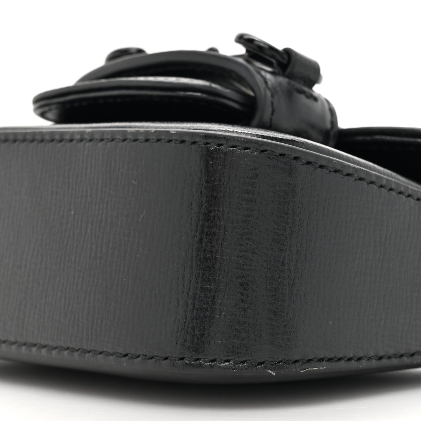Azalea Calfskin Web Monochrome Horsebit 1955 Wallet On Strap Black