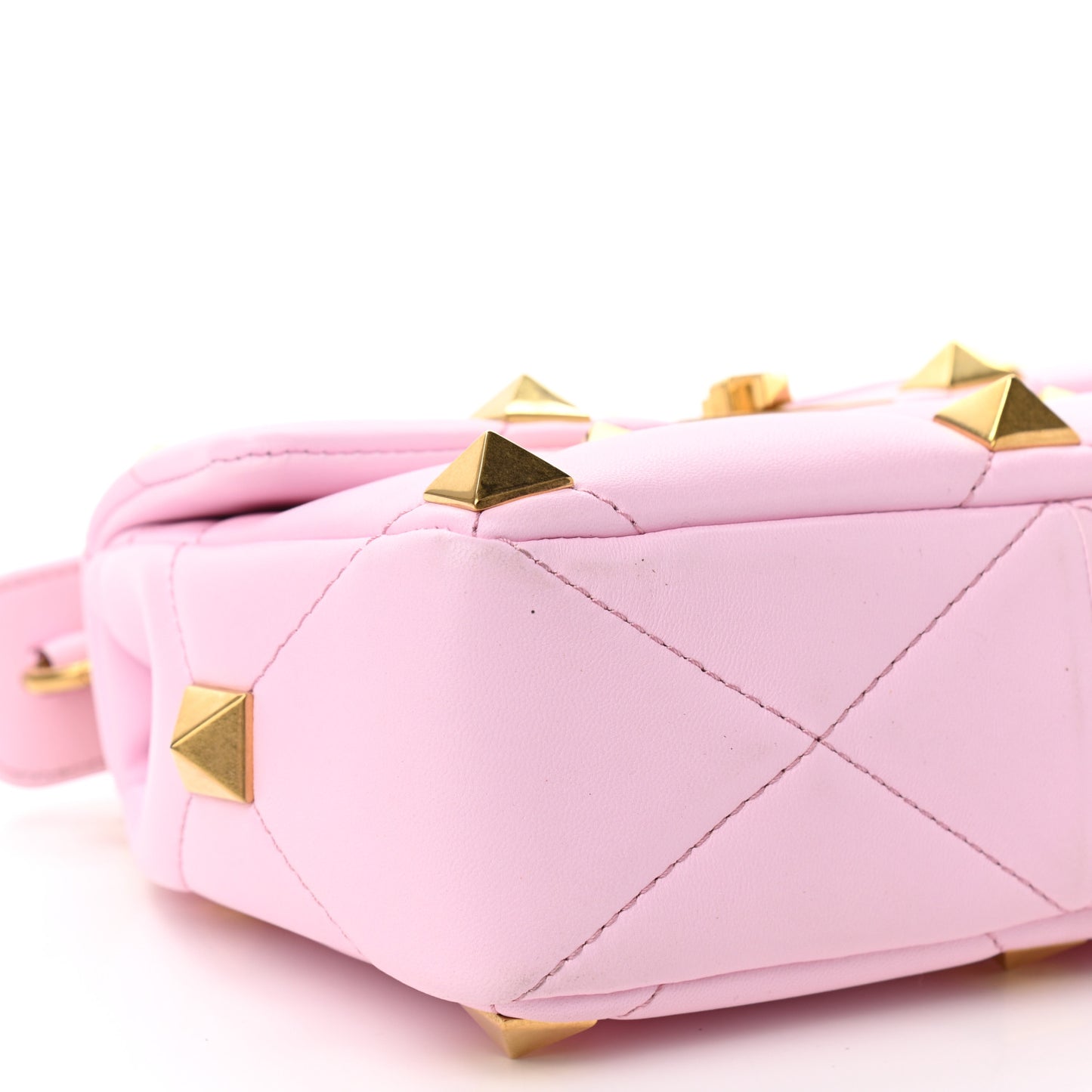 Nappa Medium Roman Stud Shoulder Bag Pink Borealis