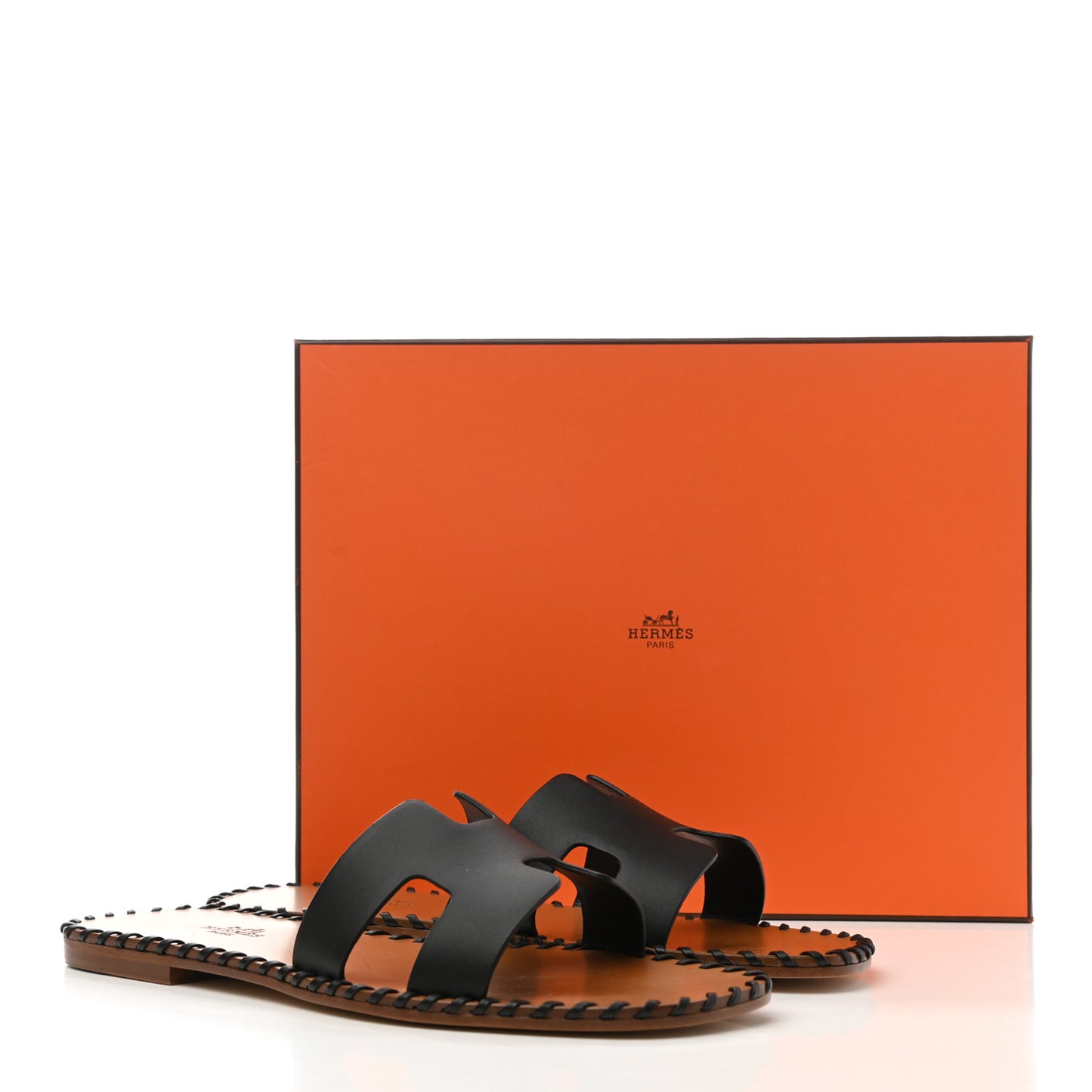 Box Calfskin Braided Oran Sandals 38 Black