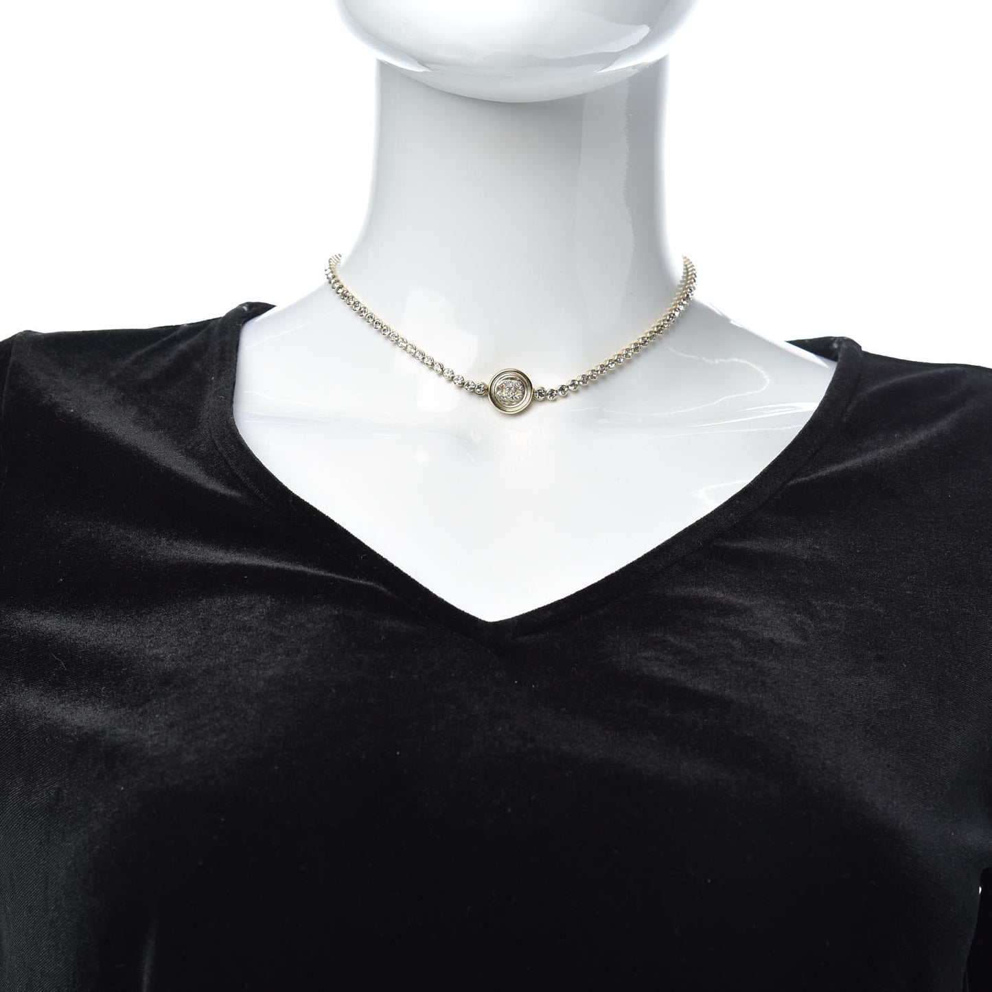 Crystal CC Chain Short Necklace Gold