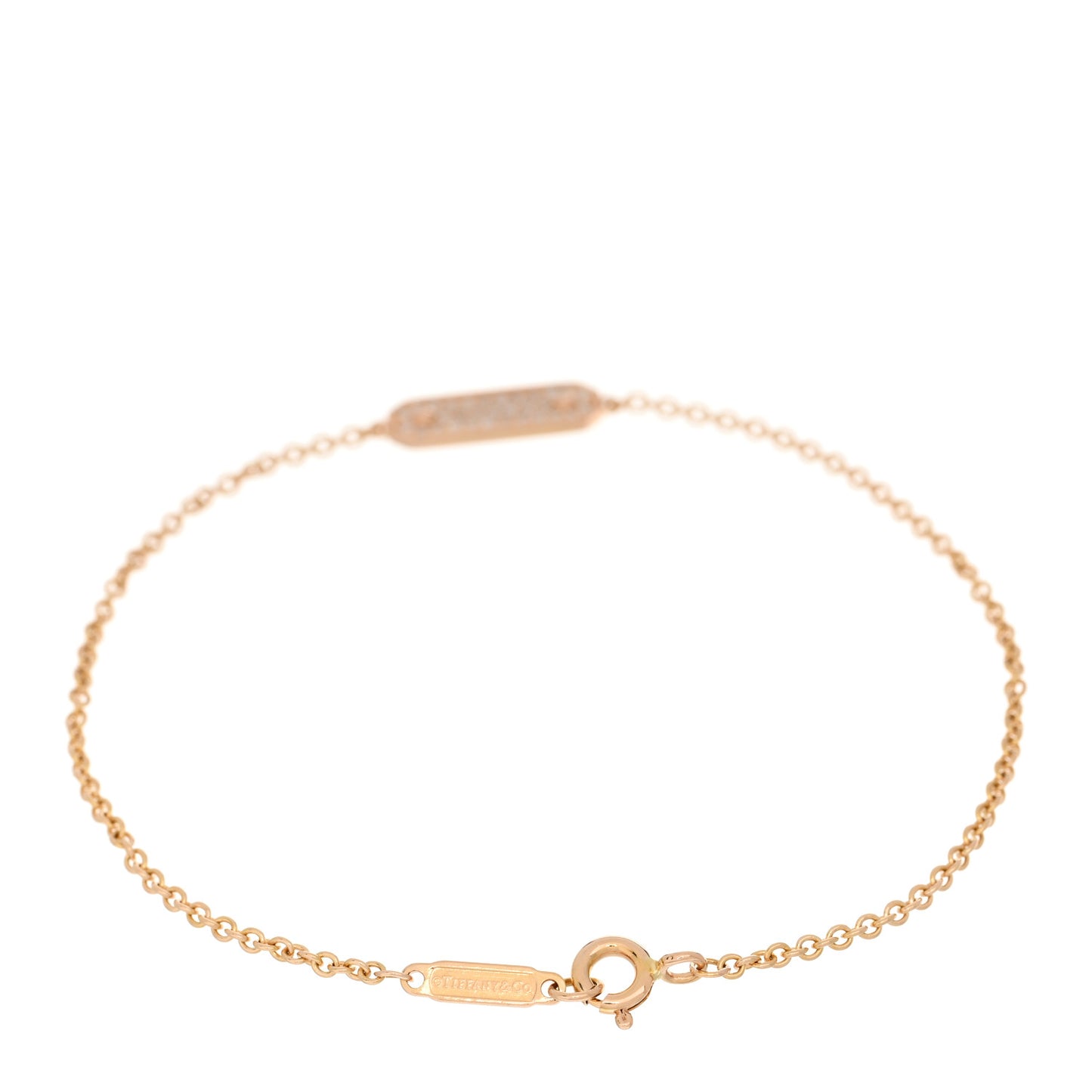 18K Rose Gold Diamond Tag Chain Bracelet
