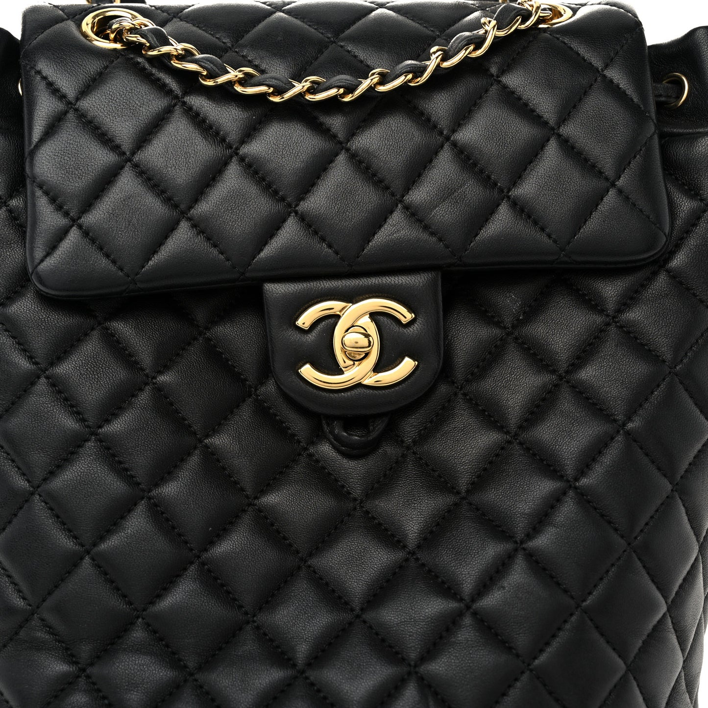 Lambskin Quilted Small Urban Spirit Backpack Black