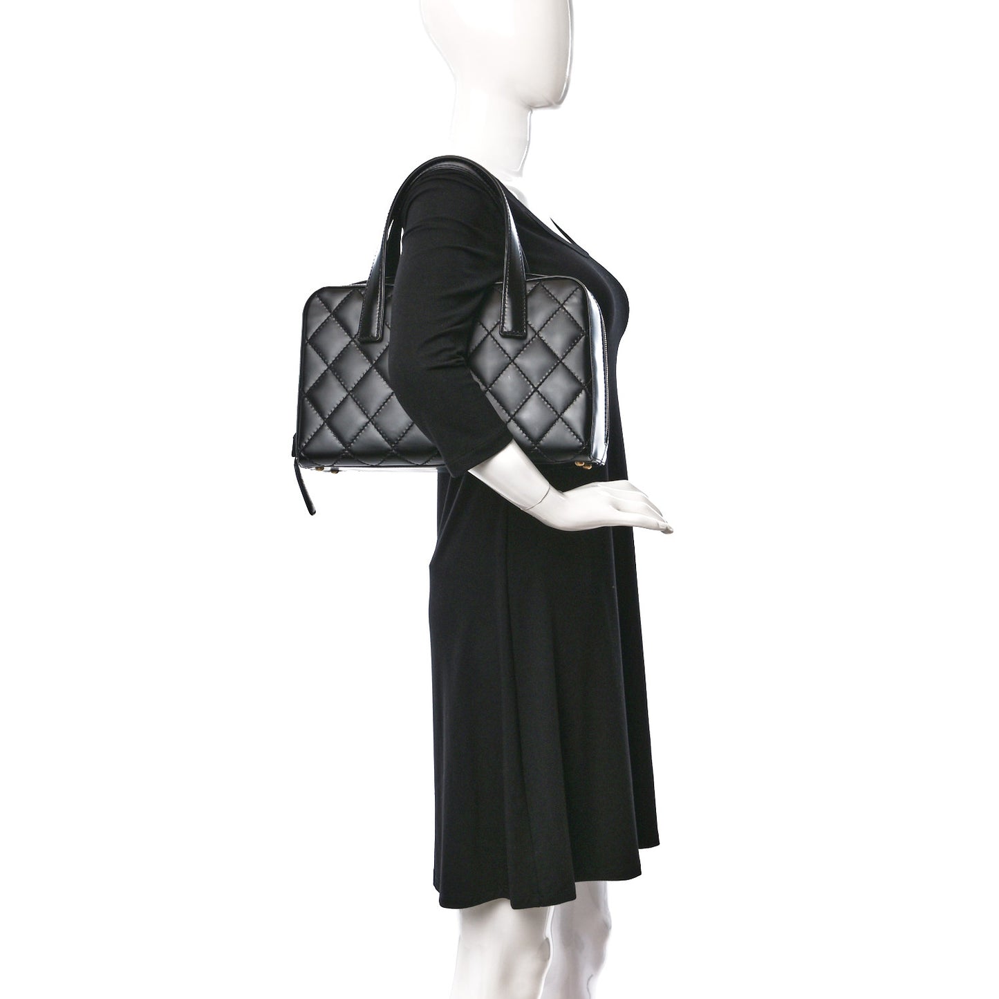 Calfskin Stitch Surpique Bowler Black