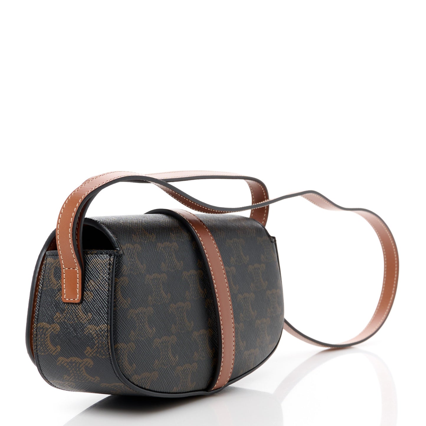 Triomphe Canvas Calfskin Tabou Clutch on Strap Tan