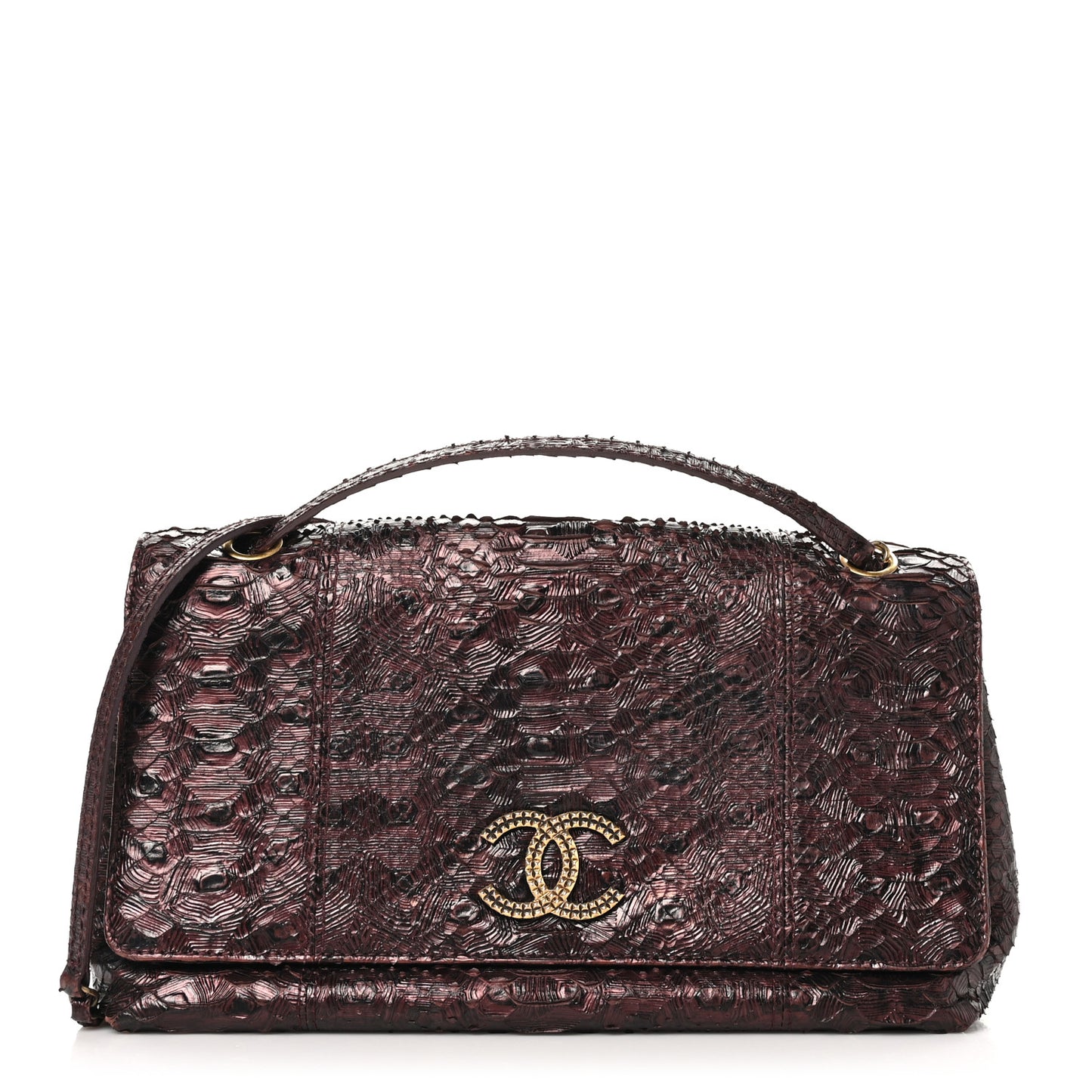 Metallic Snakeskin Medium Paris-Byzance Flap Burgundy