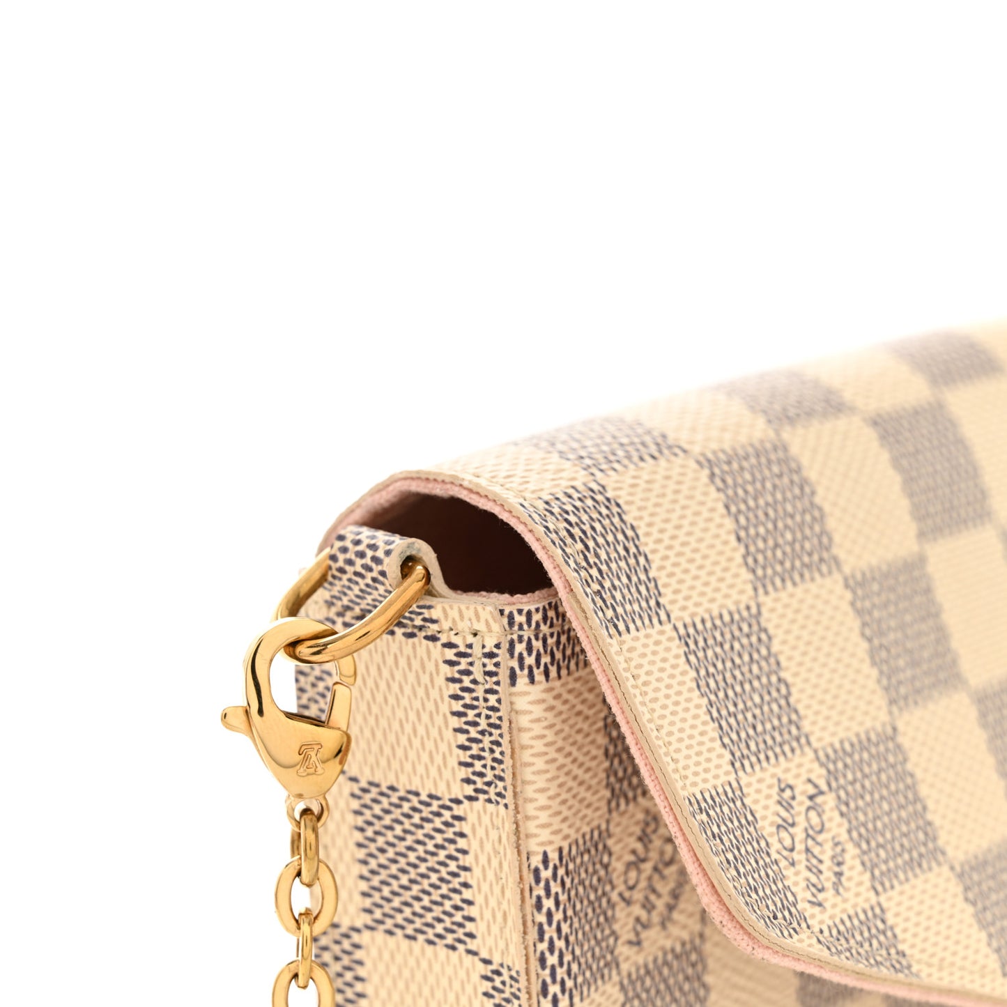 Damier Azur Pochette Felicie Chain Wallet Rose Ballerine