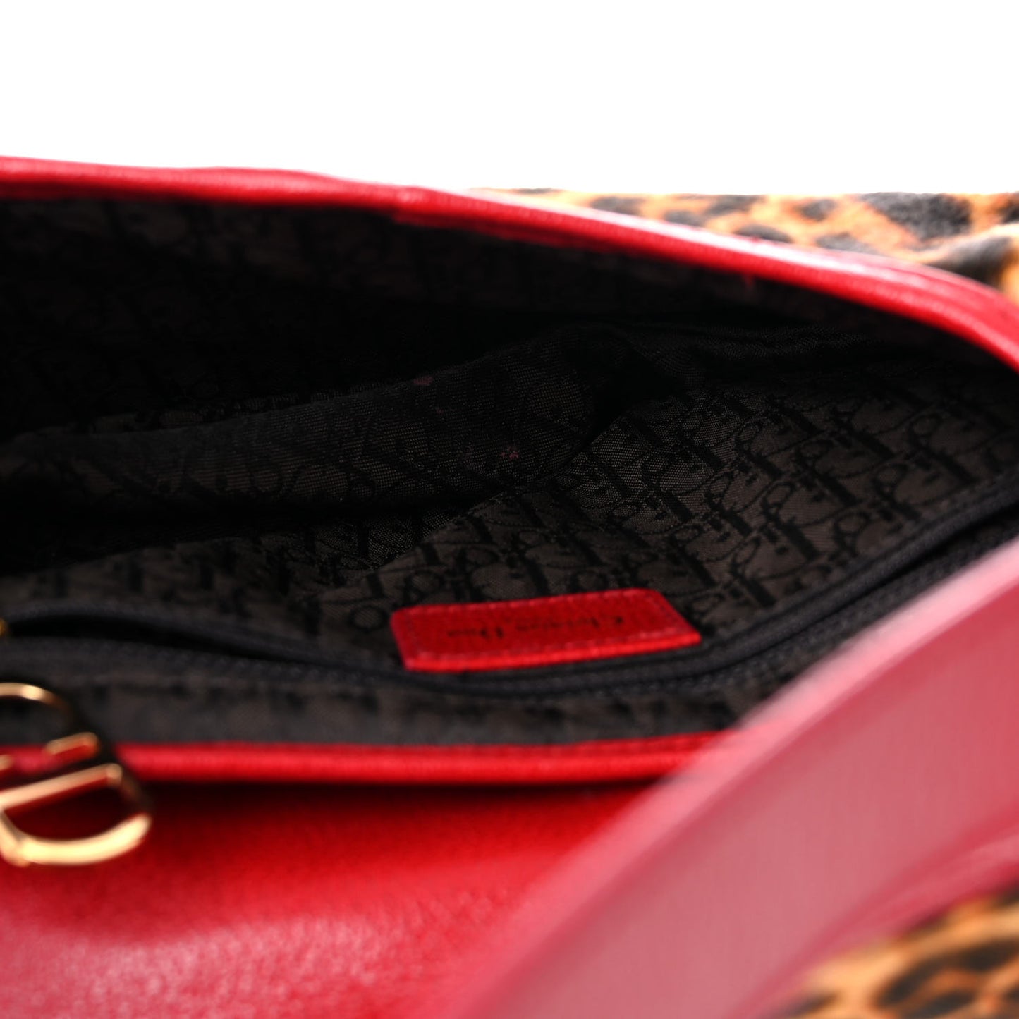 Pony Hair Leopard Saddle Bag Red
