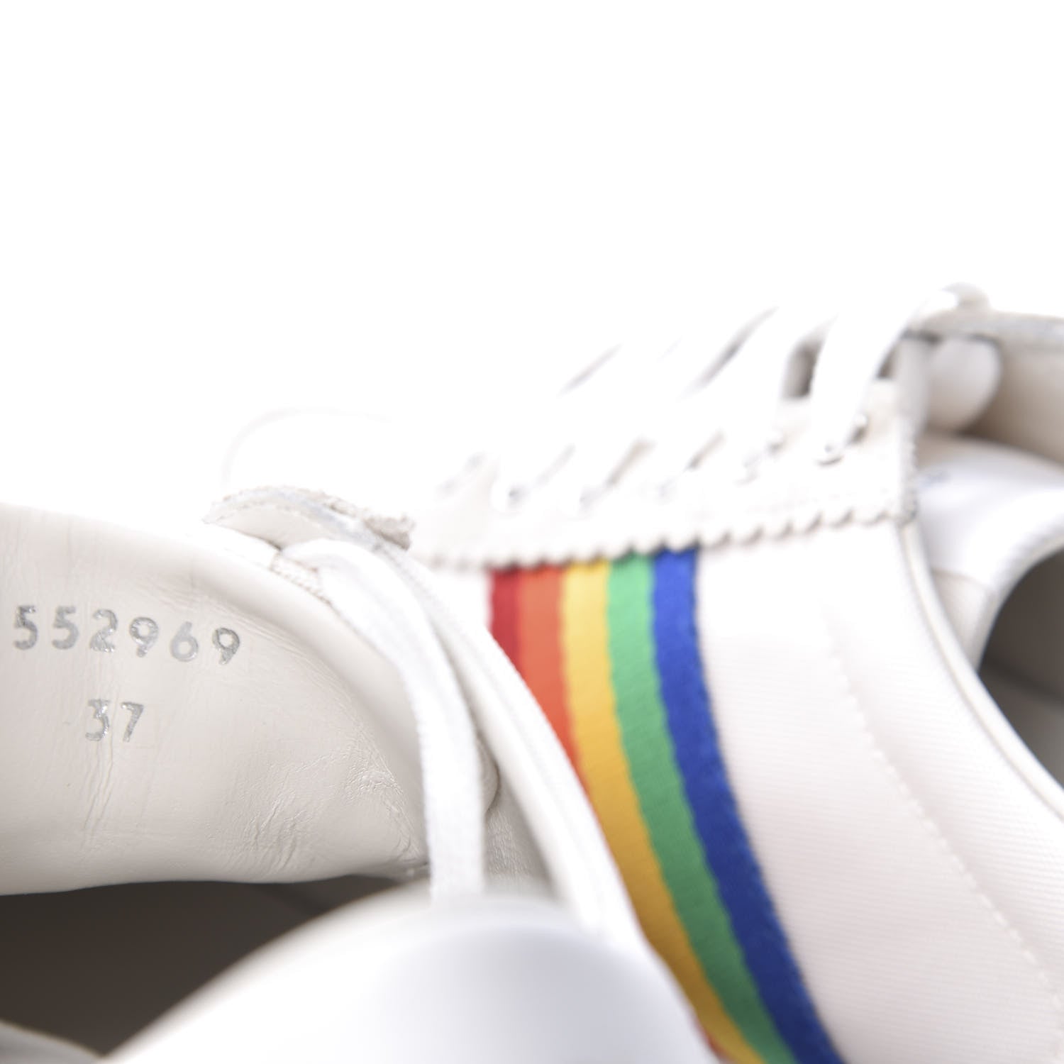 Gucci Suede Rainbow Womens G74 Sneakers 37 White 9 of 9